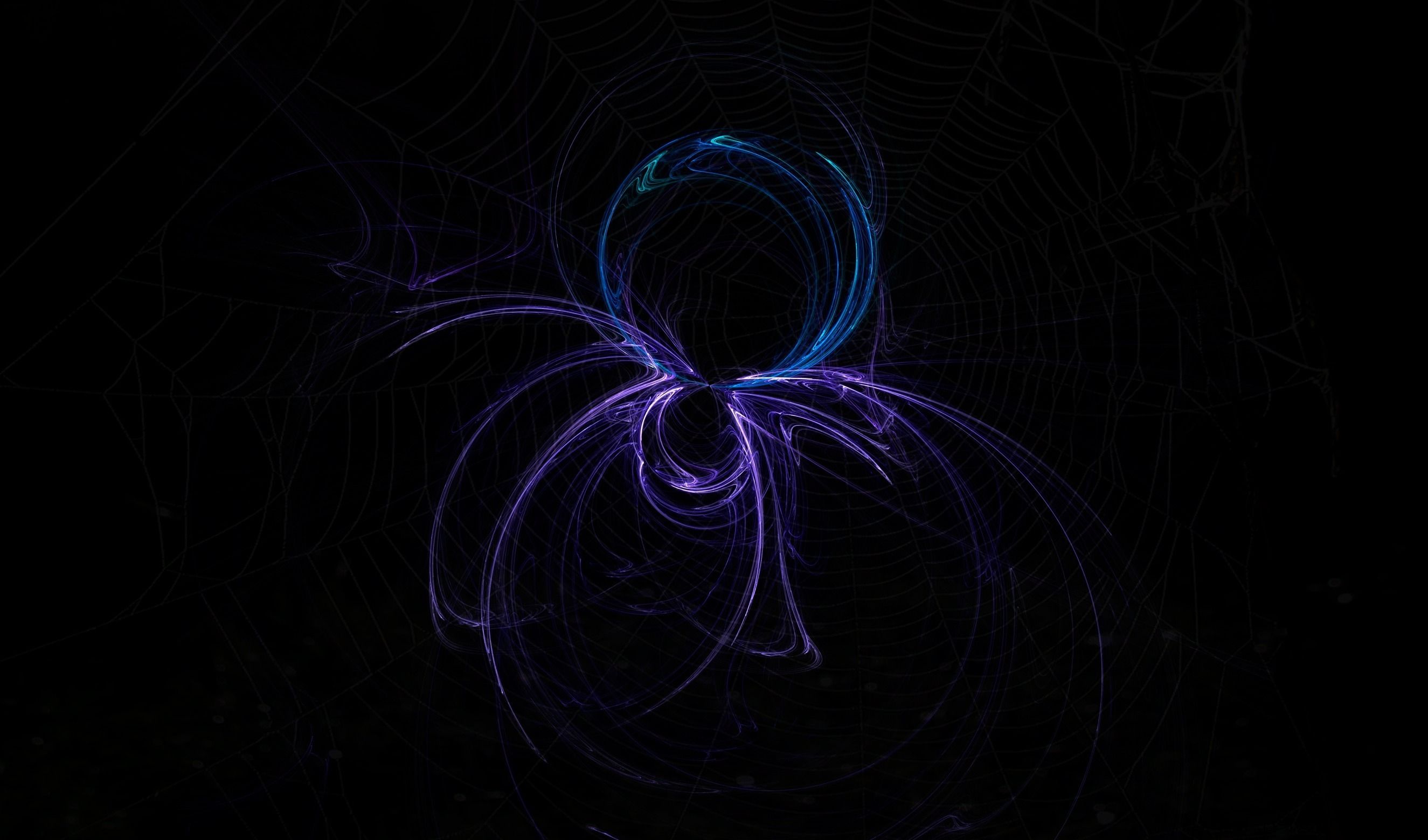 Lichtspirale, Blau-Lila, Schwarzer Hintergrund, Abstrakt, Linien, 2K Wallpaper