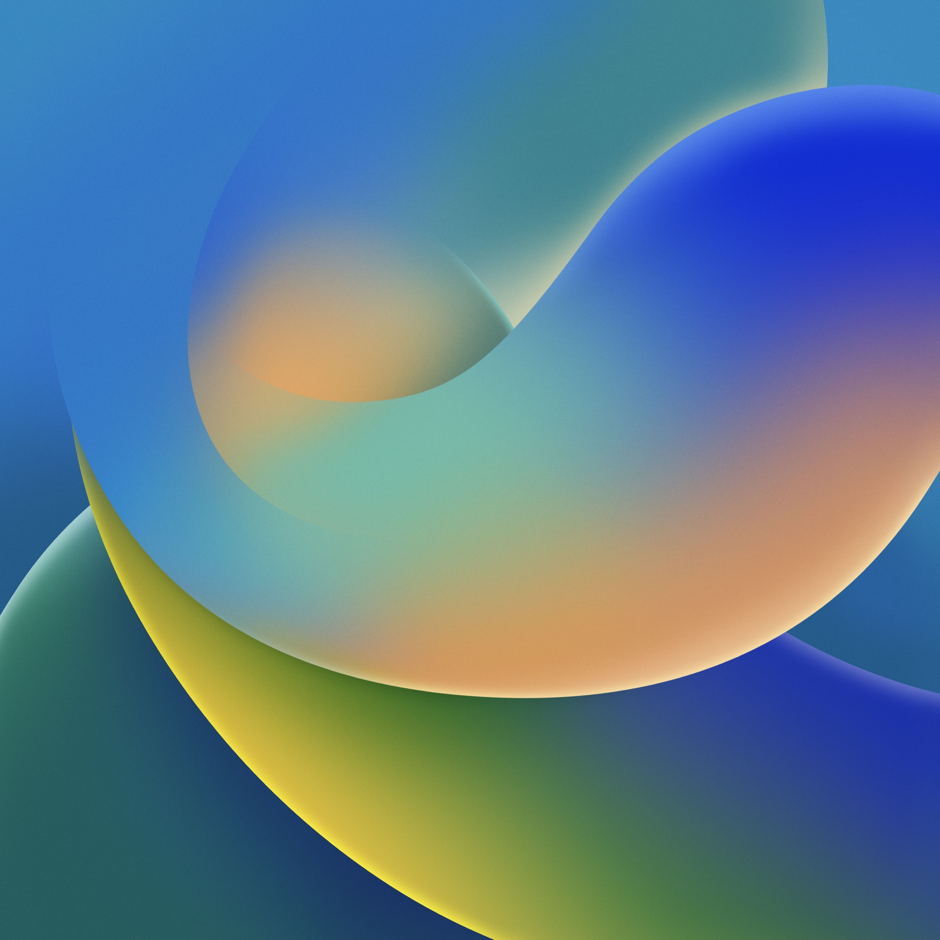 Abstrakte Welle, Farbverlauf, Blau, Gelb, Pastell, 2K, Hintergrundbild fürs Tablet