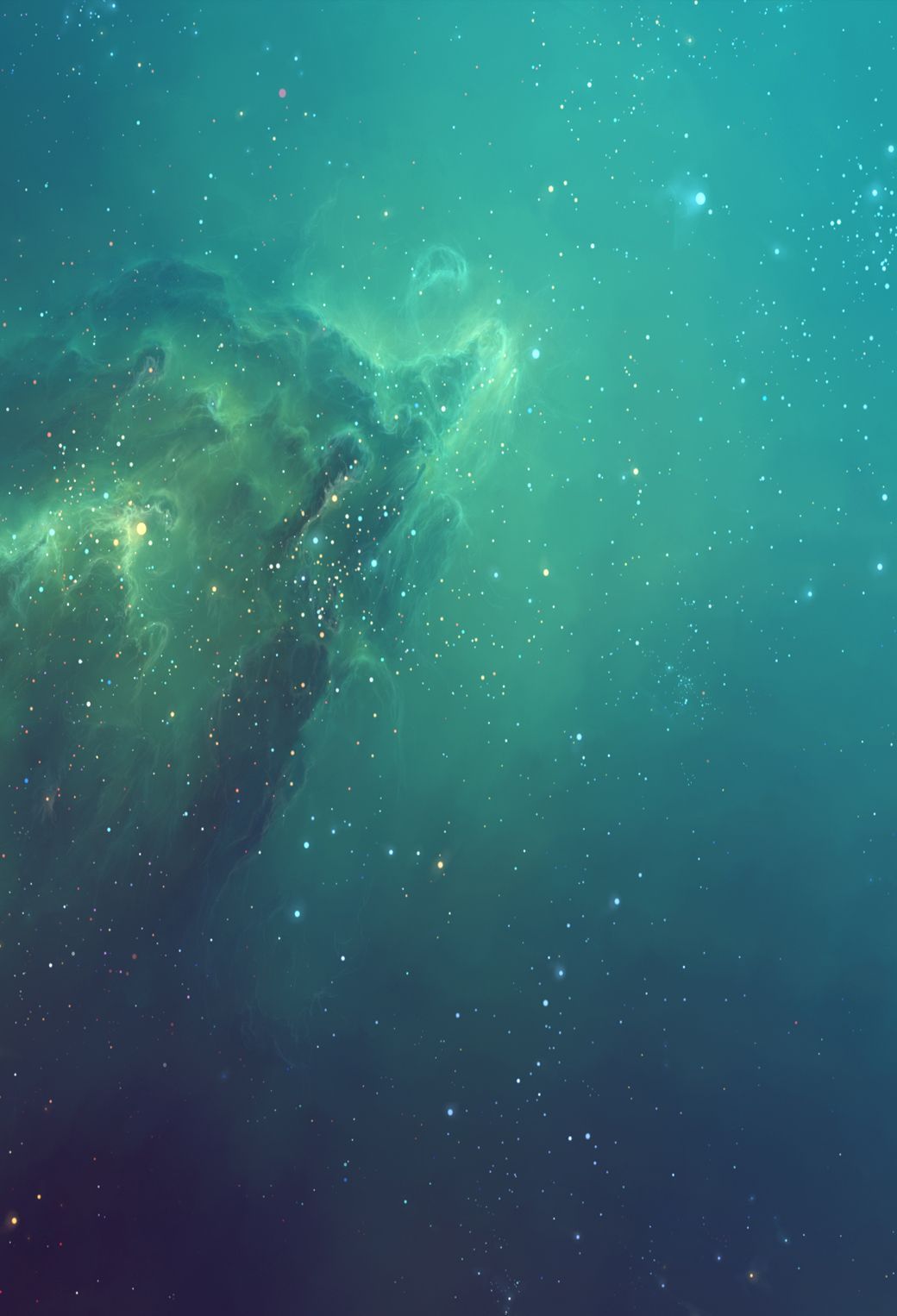 Nebel im All, Türkis, Sterne, Weltraum, Hochformat, HD, Hintergrundbild fürs Tablet