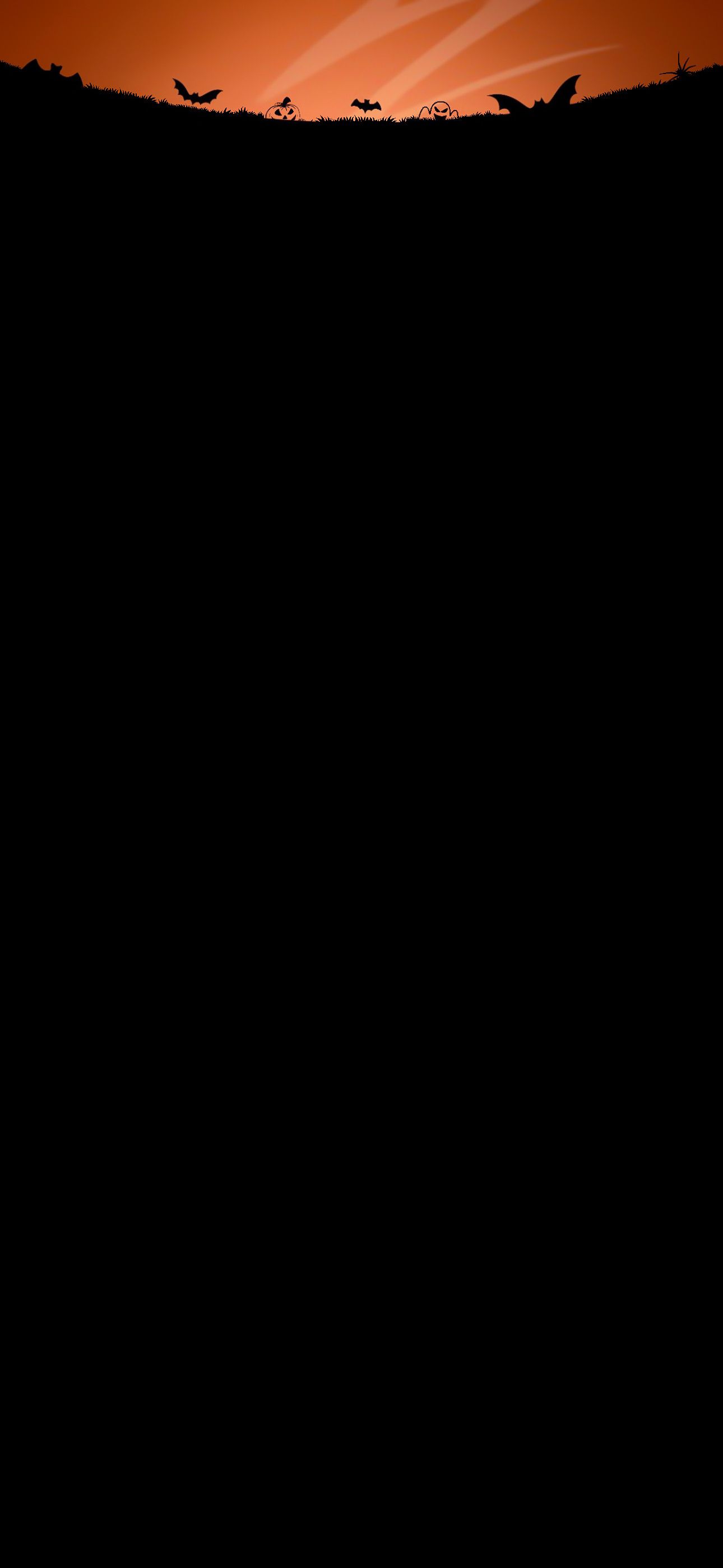 Schwarz, Minimalistisch, Hochformat, Silhouette, Orangefarbener Rand, 1290x2796, Handy-Hintergrund