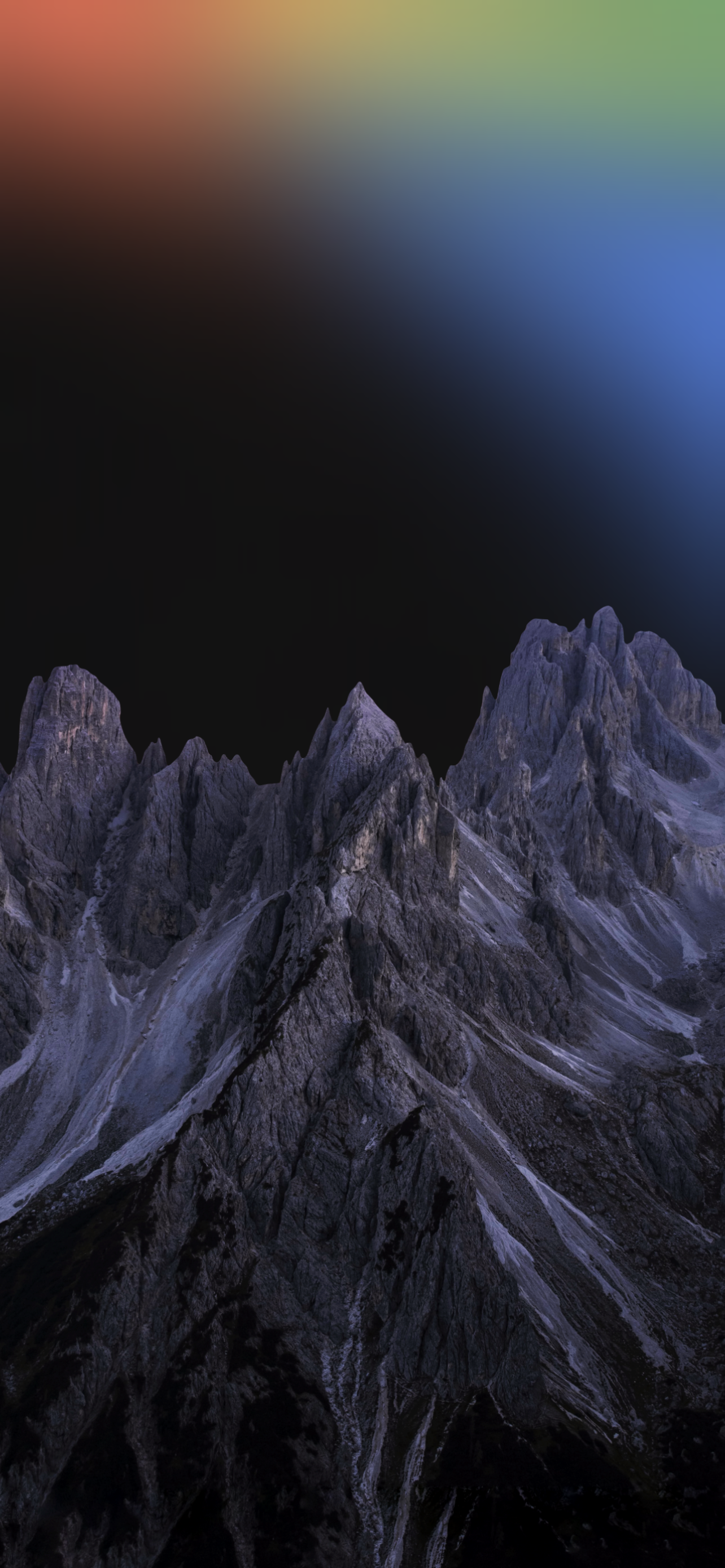 Berggipfel, Farbverlauf, Dunkel, Hochformat, Minimalistisch, Full HD, iPhone-Hintergrundbild