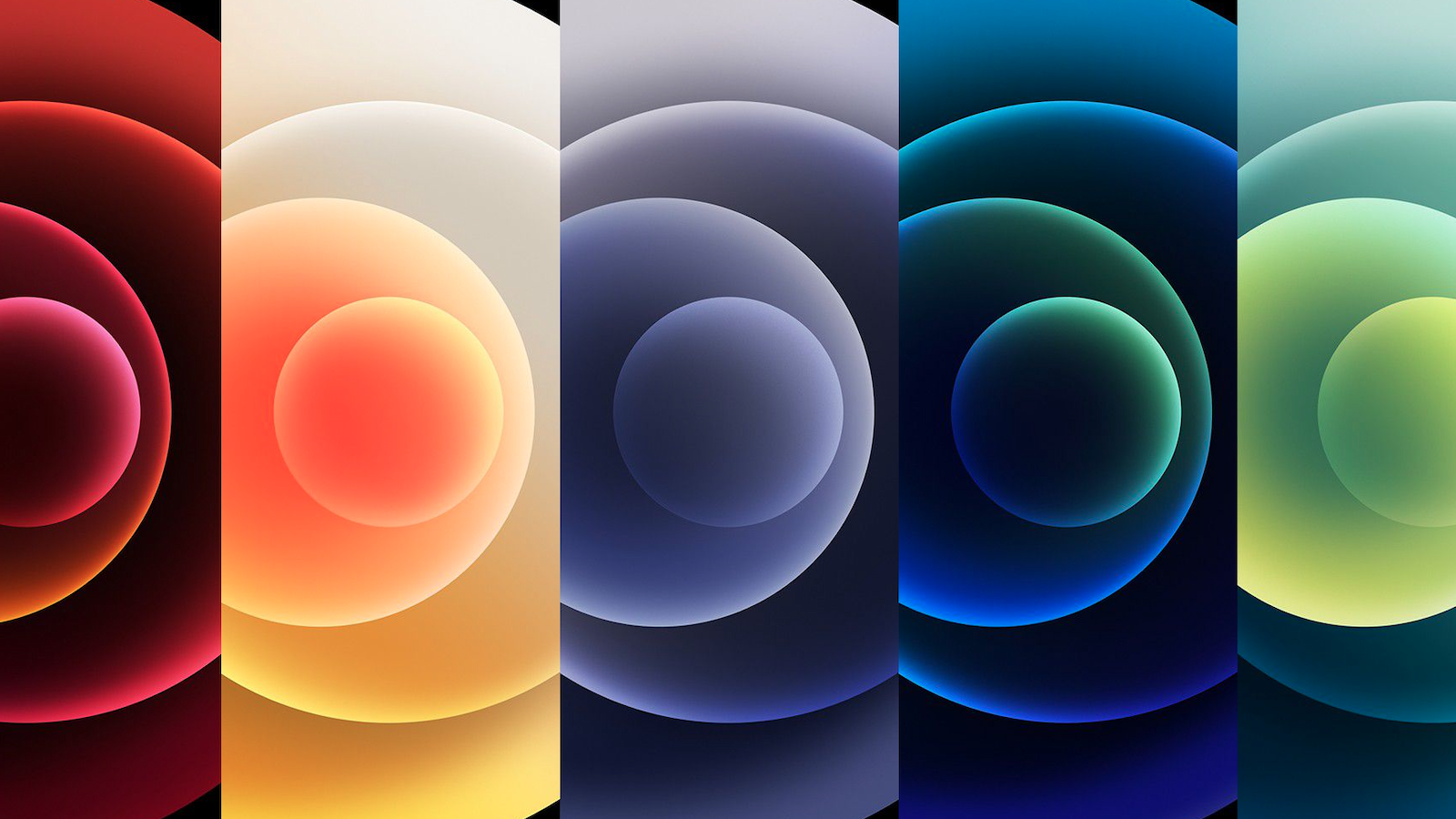 iPhone 12, Apple, Kreise, Farbvarianten, Abstrakt, 16:9, HD-Hintergrundbild für den Desktop
