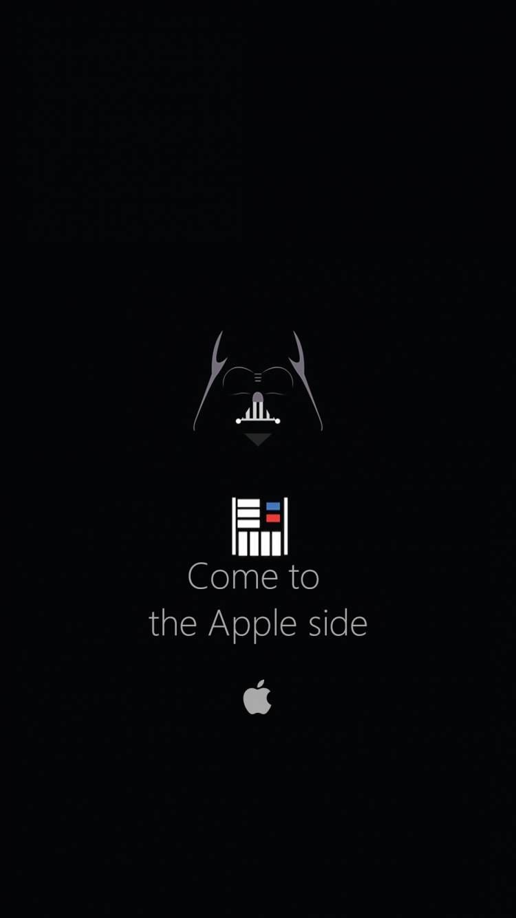Darth Vader, Apple, Come to the Apple side, Star Wars, Minimalistisch, 750x1334, Handy-Hintergrund