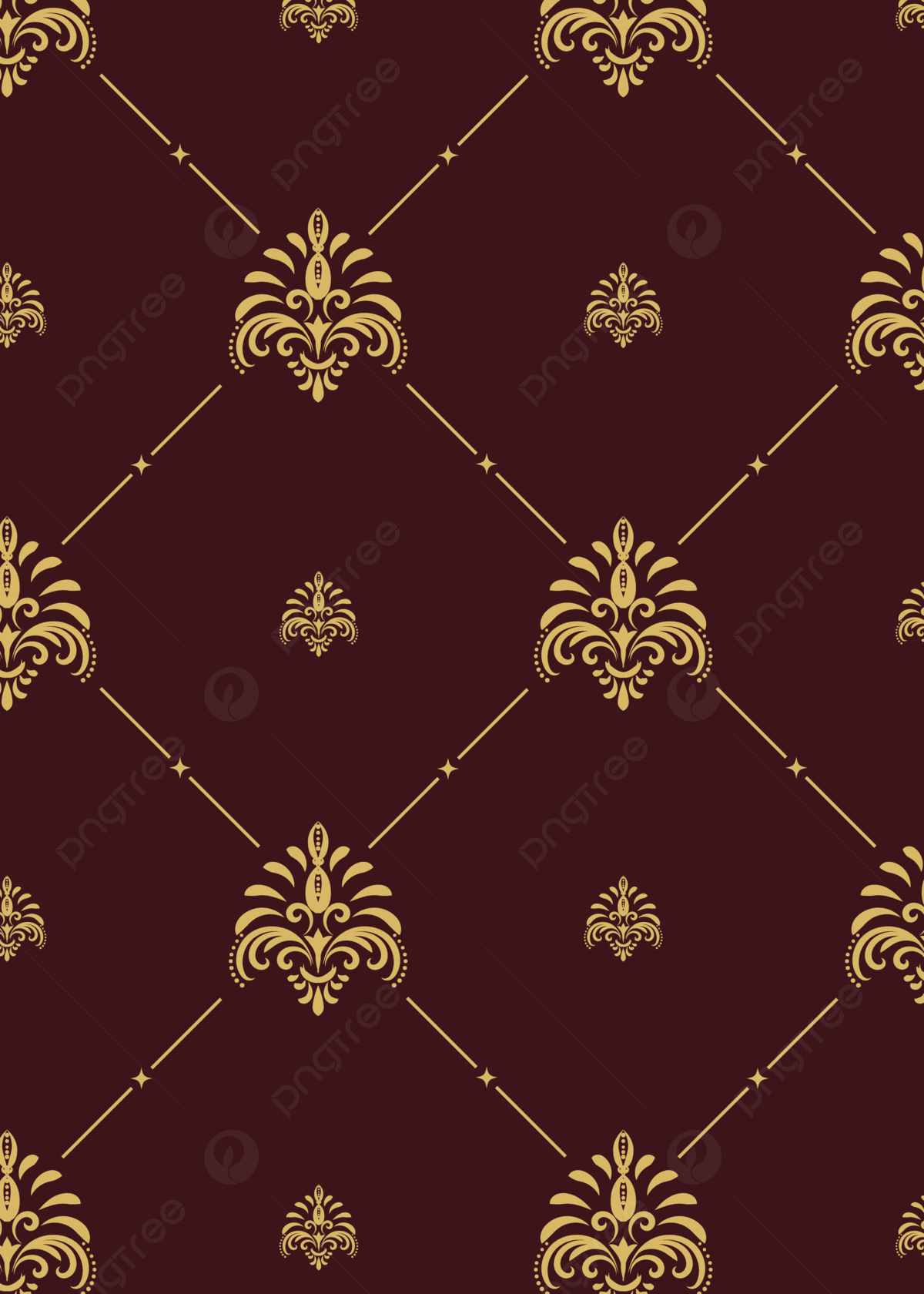 Damastmuster, Goldene Lilien, Weinrot, Rautenmuster, Barock, Full HD, Tablet-Hintergrund