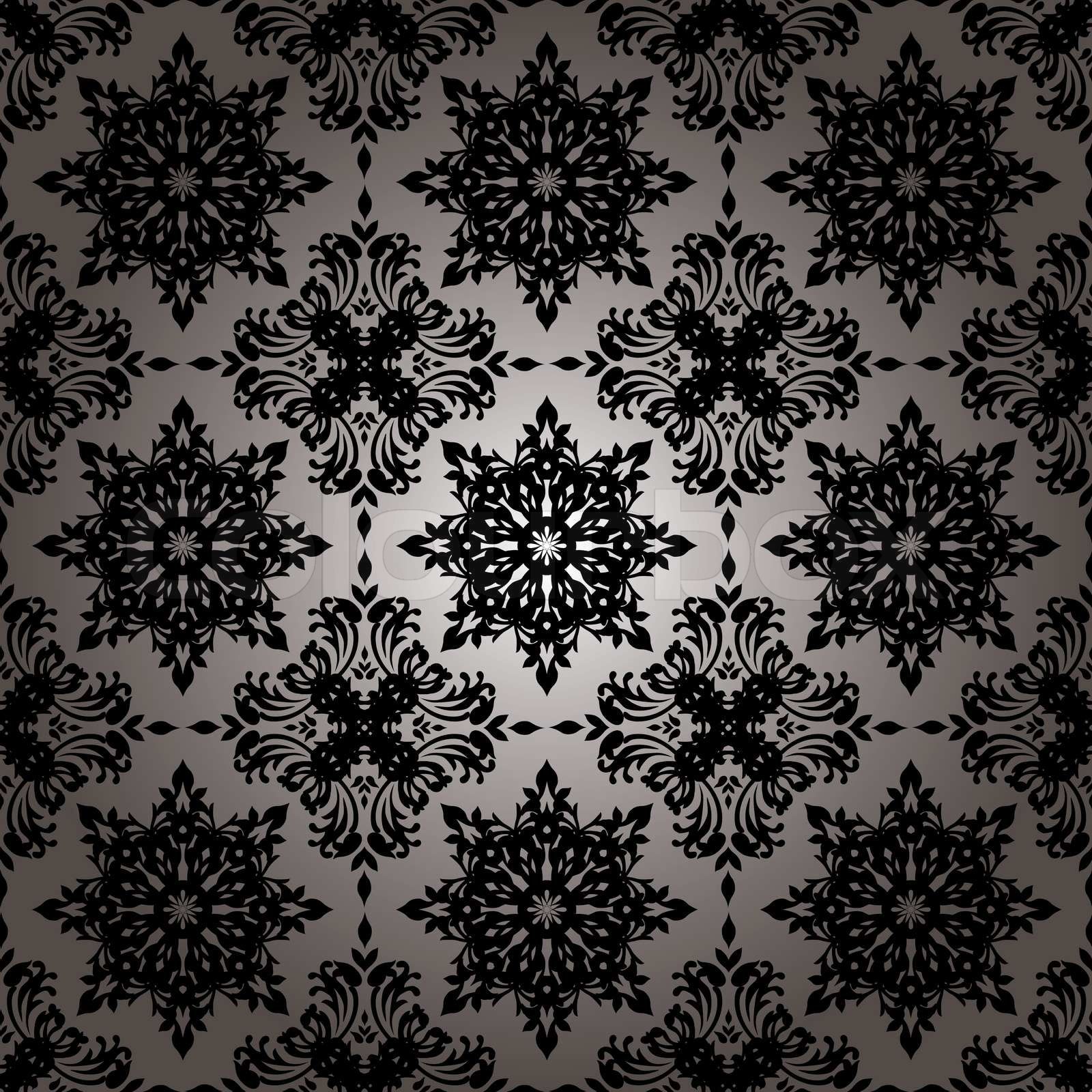 Damastmuster, Schwarz-Silber, Ornamente, Tapete, Vintage, HD, iPad-Hintergrundbild
