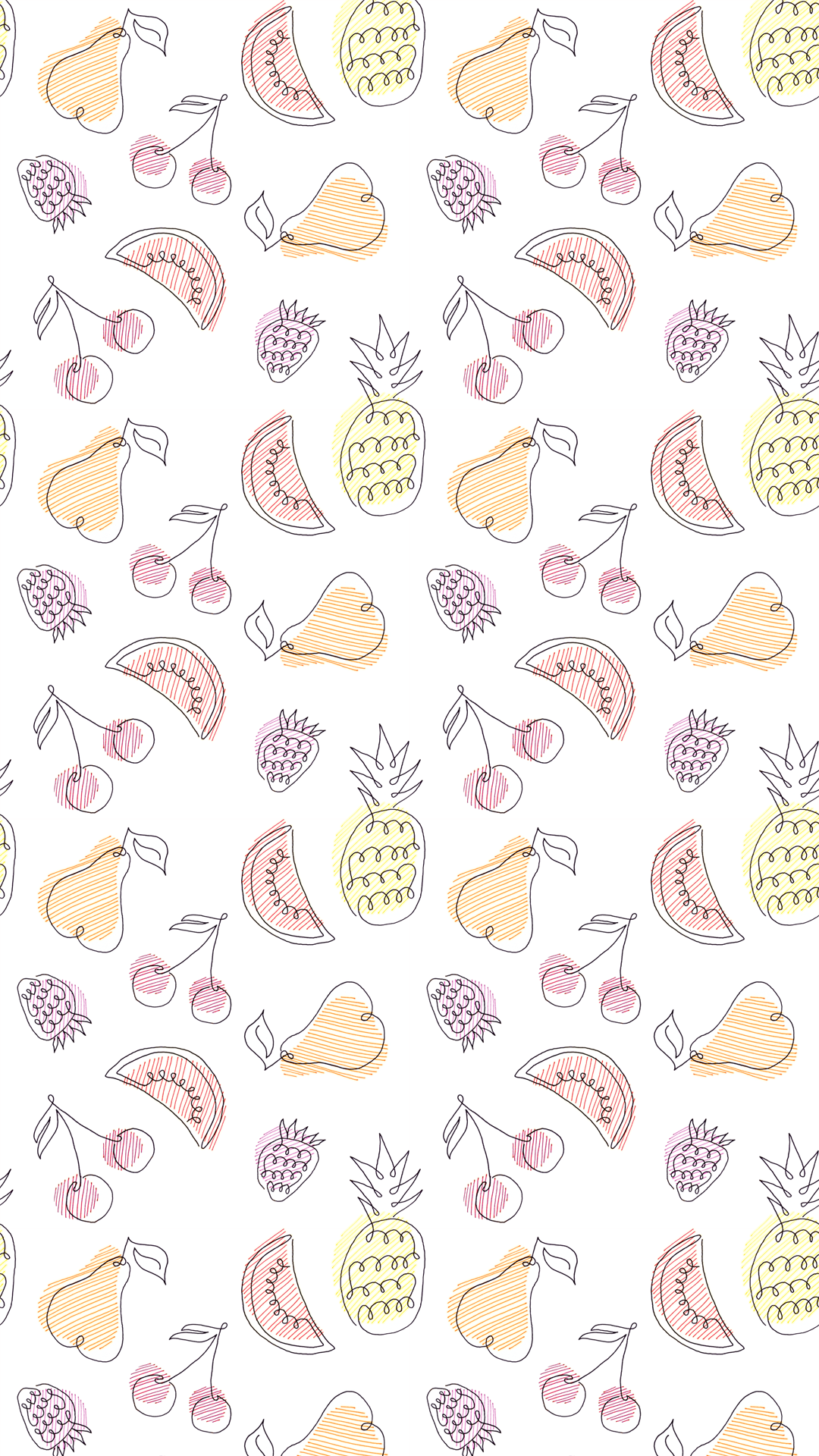 Obstmuster, Pastellfarben, Weißer Hintergrund, Illustration, Wassermelone, Sperrbildschirm fürs iPhone