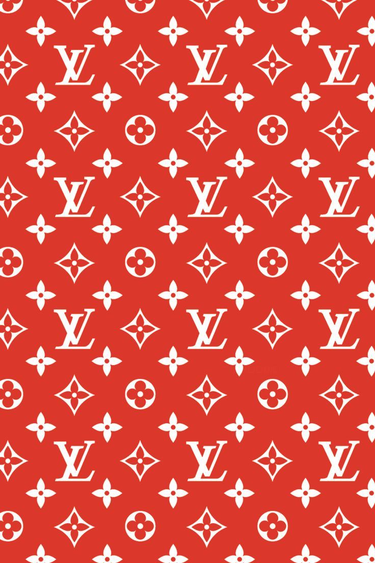 Louis Vuitton, Supreme, Monogramm, Rot-Weiß, Logo-Muster, HD, Handy-Hintergrundbild