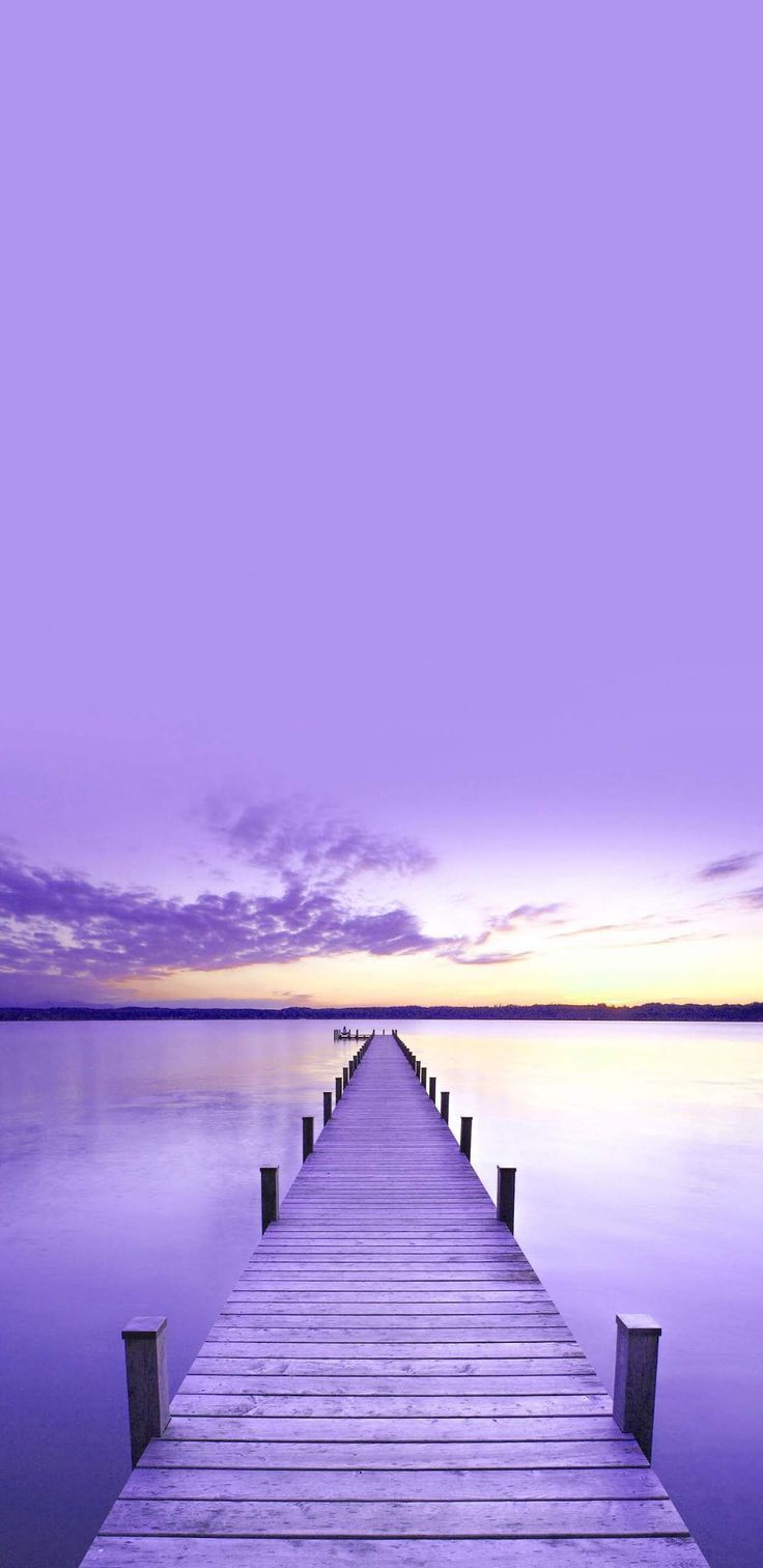 Steg, See, Lila Himmel, Ruhe, Minimalistisch, HD, Sperrbildschirm fürs iPhone