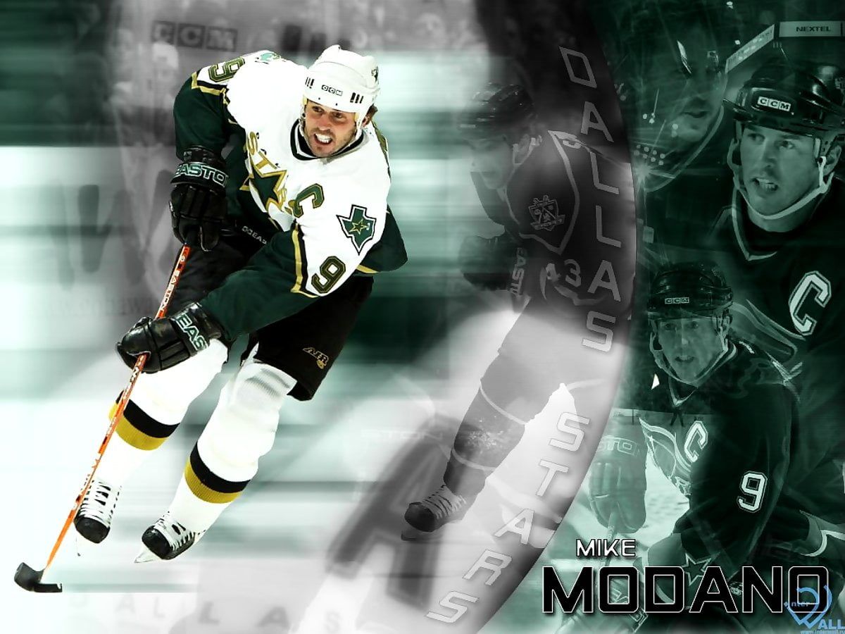 Mike Modano, Dallas Stars, NHL, Collage, Grün-Weiß, Hintergrundbild für iPad und Tablet