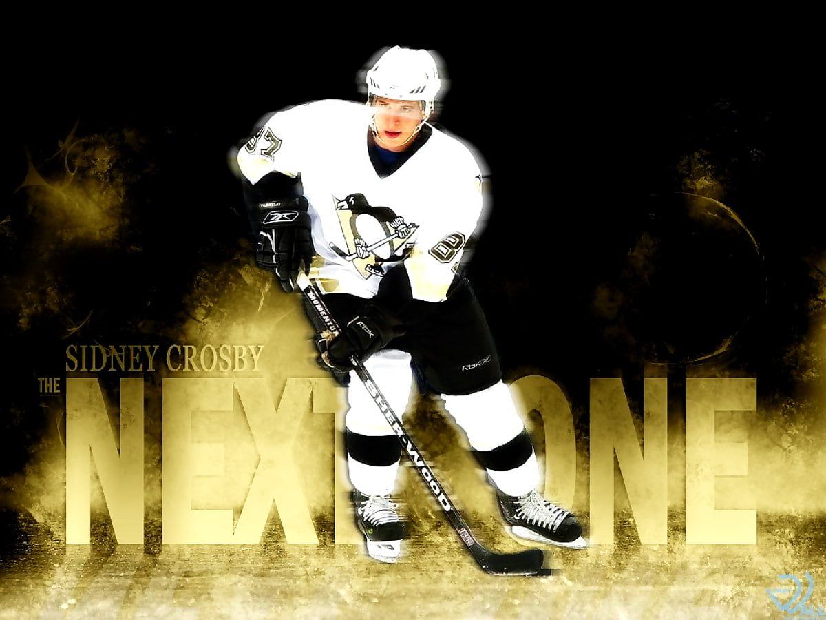 Sidney Crosby, Next One, Pittsburgh Penguins, Goldener Schriftzug, Dunkel, Hintergrundbild fürs iPad