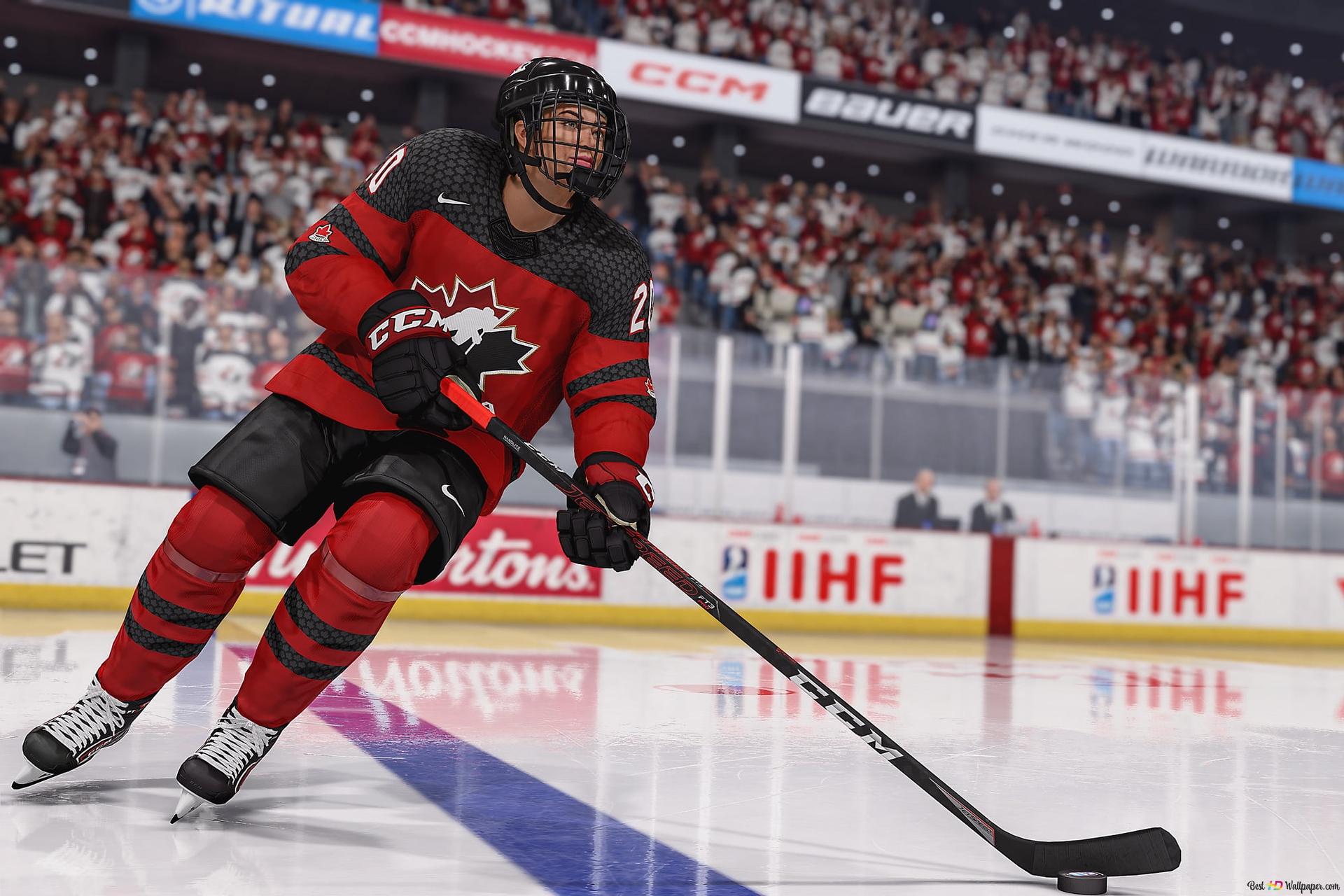 Team Kanada, IIHF, Rotes Trikot, Arena, Spielszene, Full HD, Desktop-Hintergrund für Windows