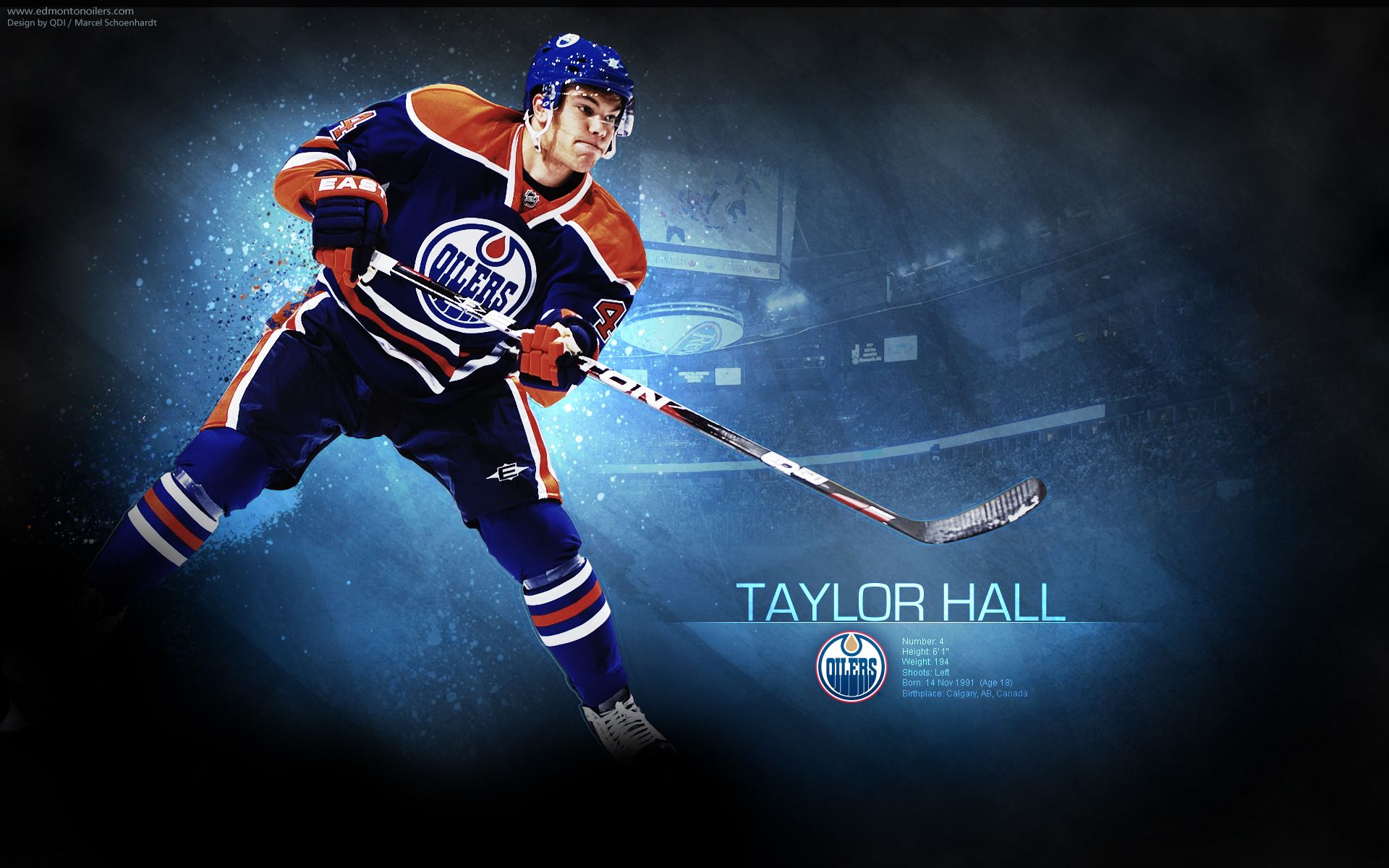 Taylor Hall, Edmonton Oilers, NHL, Eishockeyspieler, Blau, Full HD, MacBook-Hintergrundbild