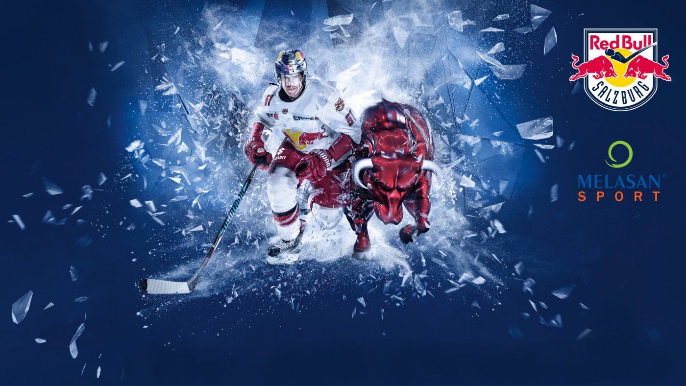 EC Red Bull Salzburg, Eishockeyspieler, Eissplitter, Blau, Digitale Kunst, HD, Windows-Hintergrundbild
