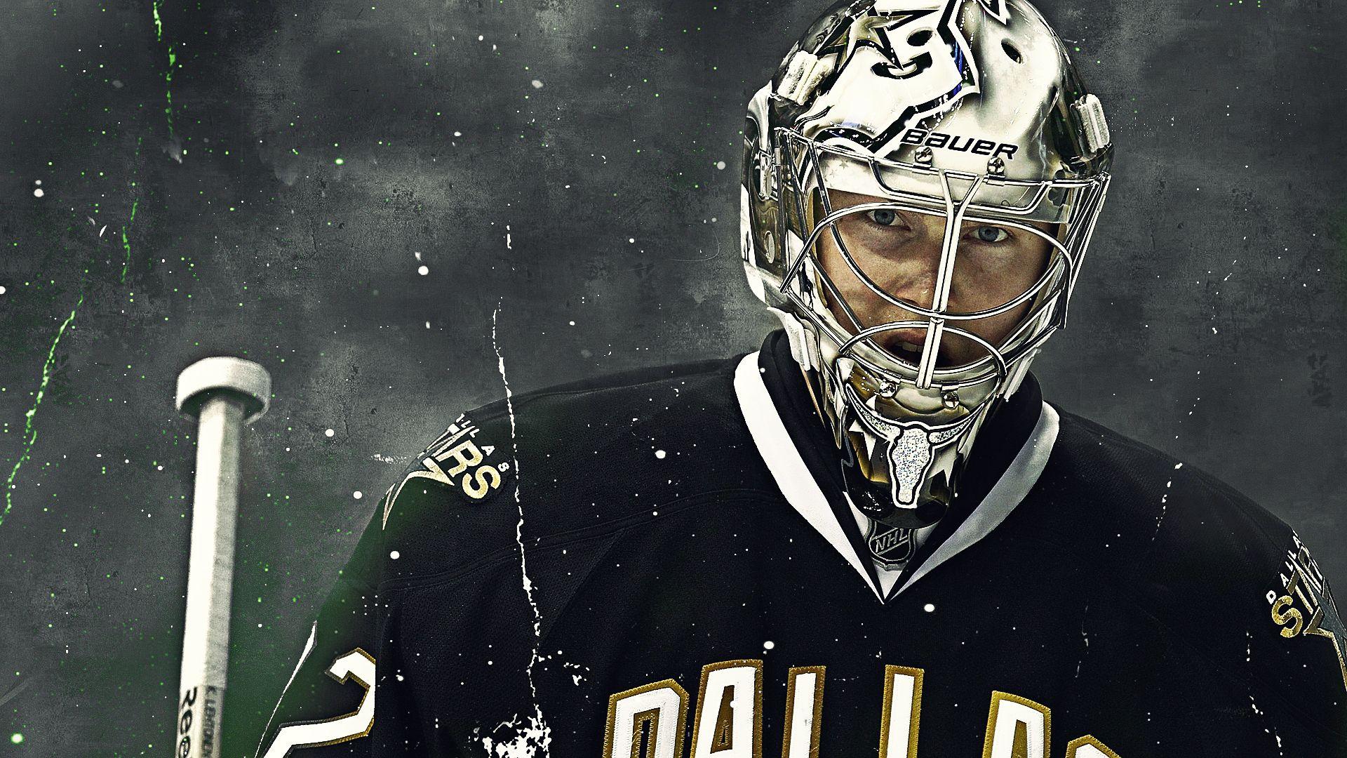 Dallas Stars, Torwart, Torwartmaske, NHL, Dunkle Textur, Full HD, Windows-Hintergrundbild