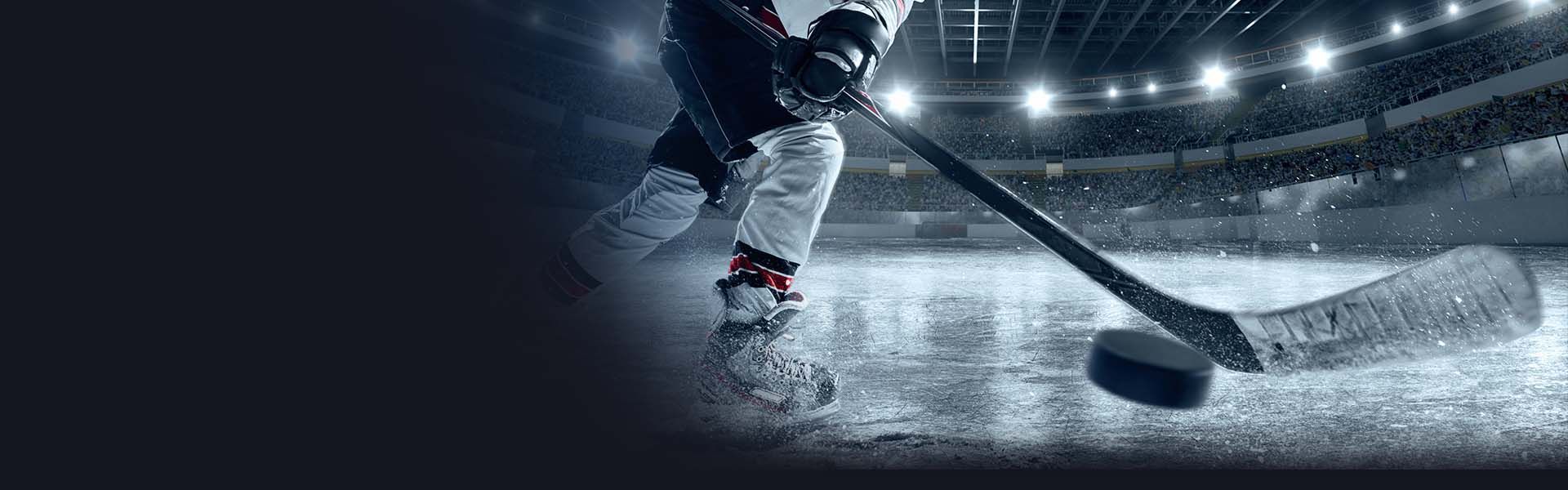 Eishockeyschläger, Puck, Arena, Flutlicht, Panorama, Dual-Monitor-Hintergrundbild