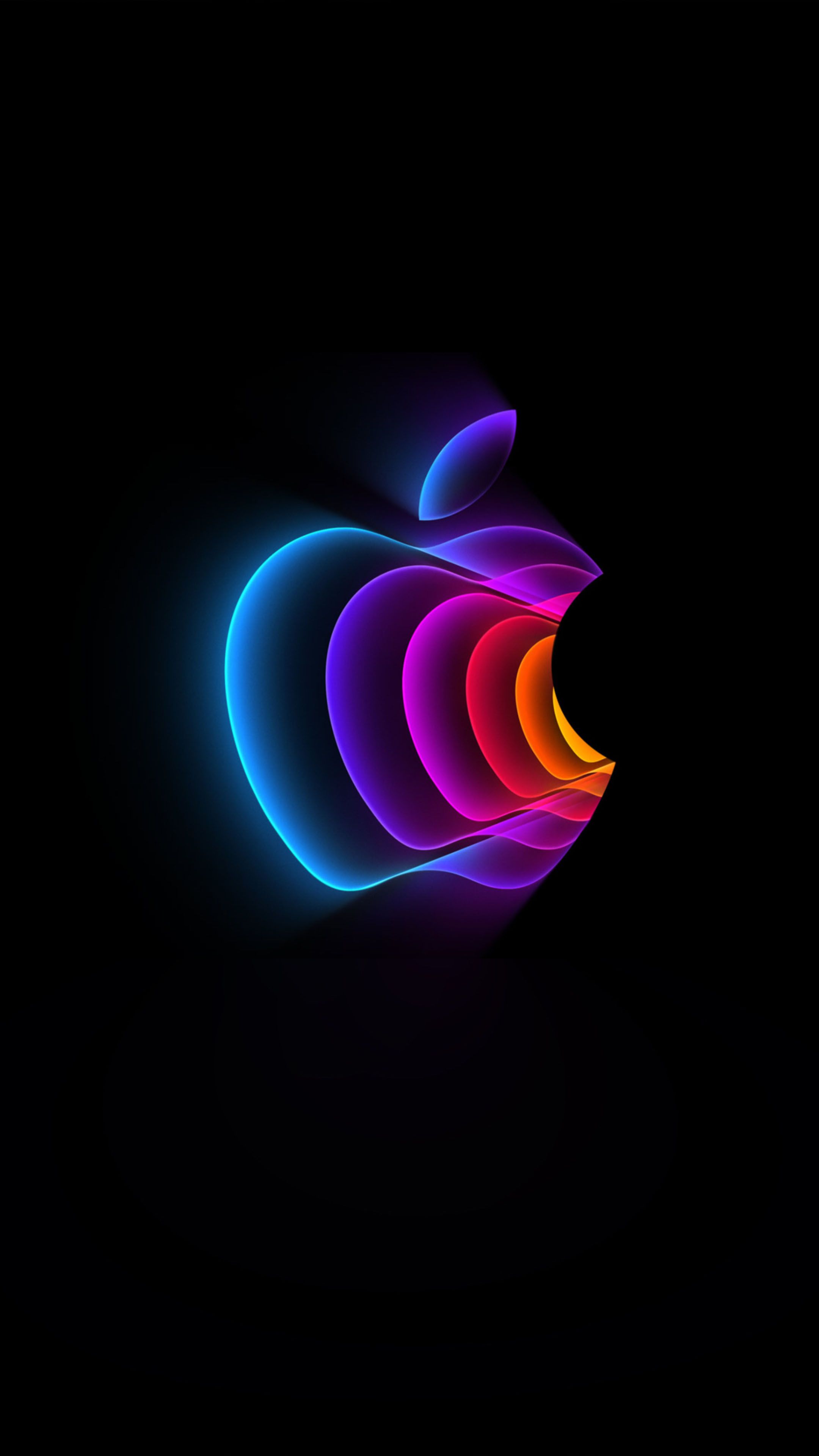 Apple-Logo, Apple, Neonfarben, Schwarzer Hintergrund, QHD+, Sperrbildschirm fürs iPhone