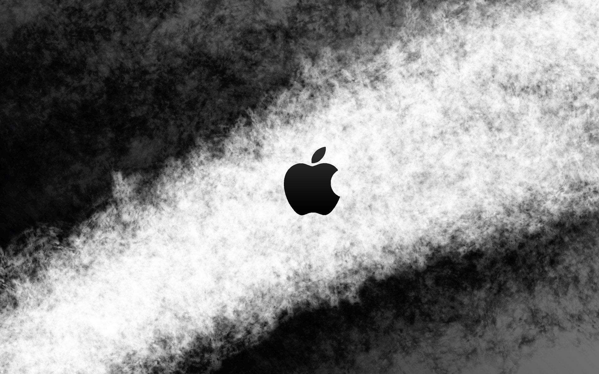Apple-Logo, Rauch, Schwarz-Weiß, Abstrakt, 16:10, Full-HD-Hintergrundbild für den Desktop