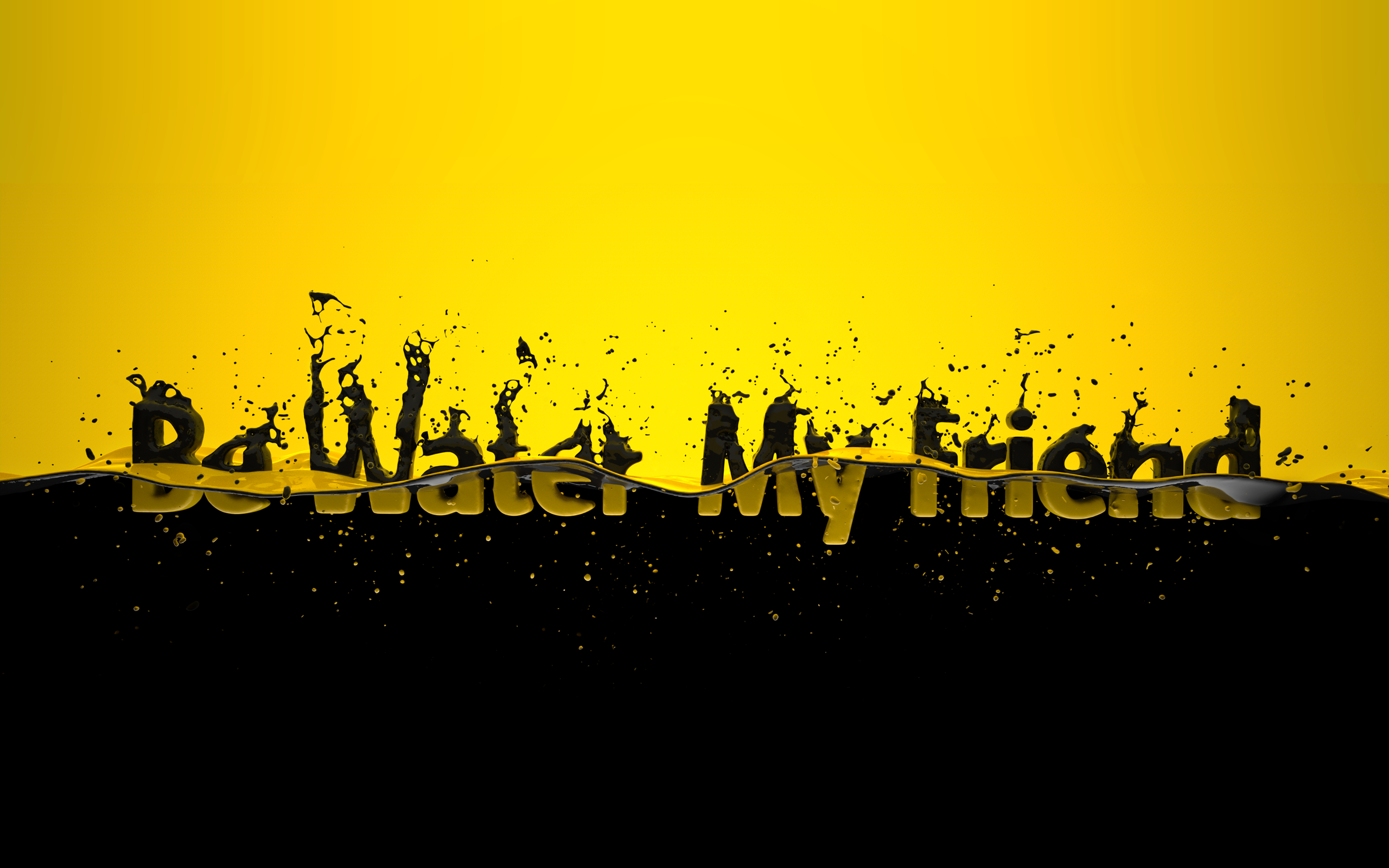 Be Water My Friend, Bruce Lee, Zitat, Gelb-Schwarz, Typografie, 2K, Laptop-Hintergrundbild