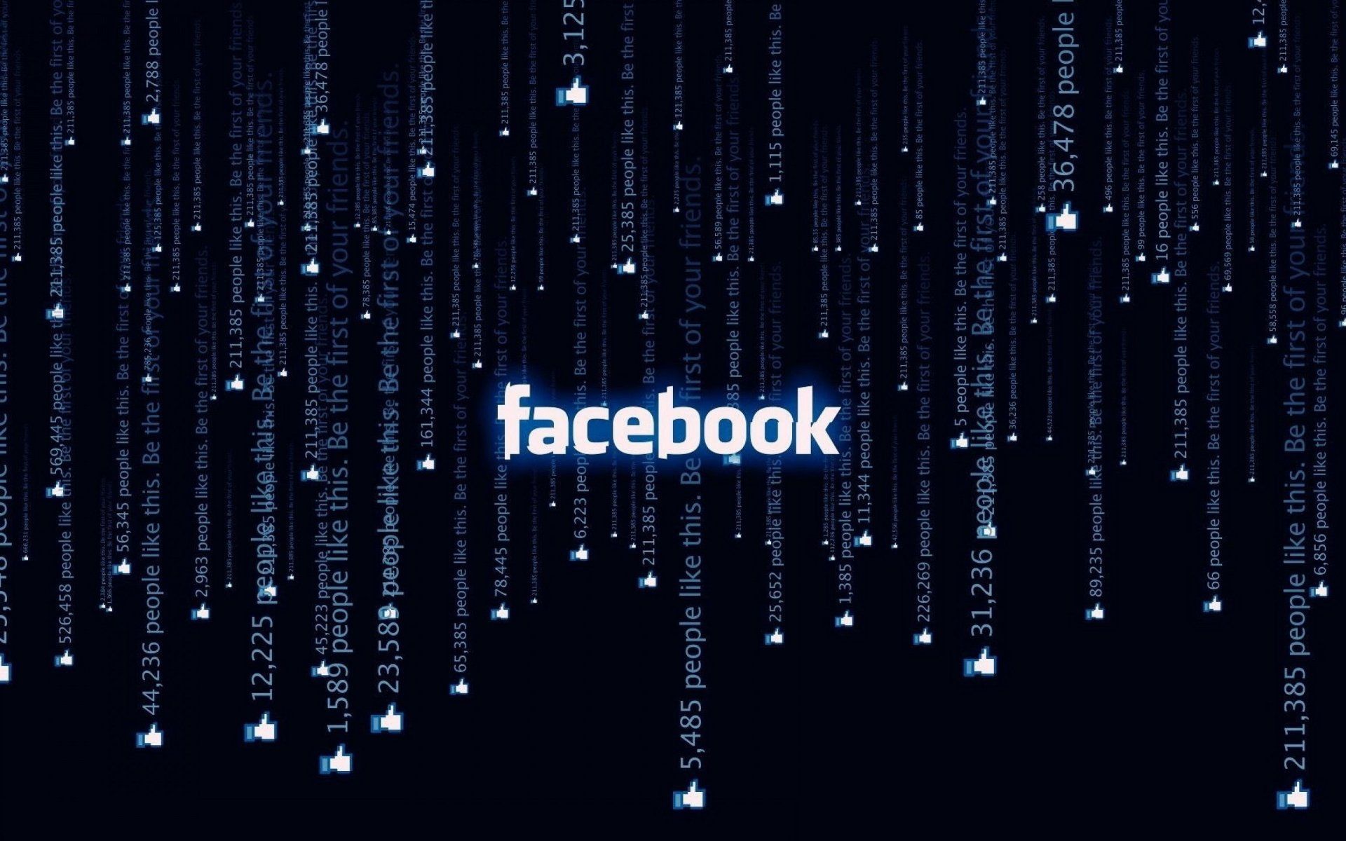 Facebook, Logo, Datenstrom, Matrix-Stil, Dunkelblau, 16:10, Full-HD-Hintergrundbild für den Desktop