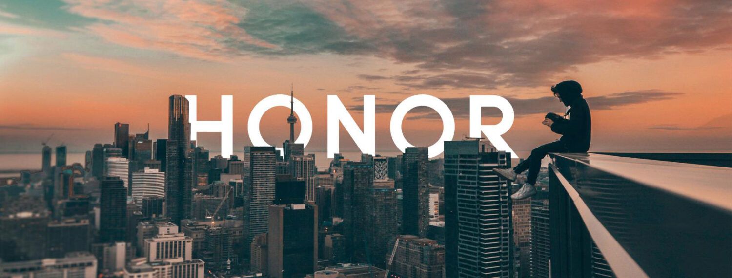 Honor, Skyline, Mann auf Dach, Abendrot, Großstadt, HD, Hintergrund für den Desktop