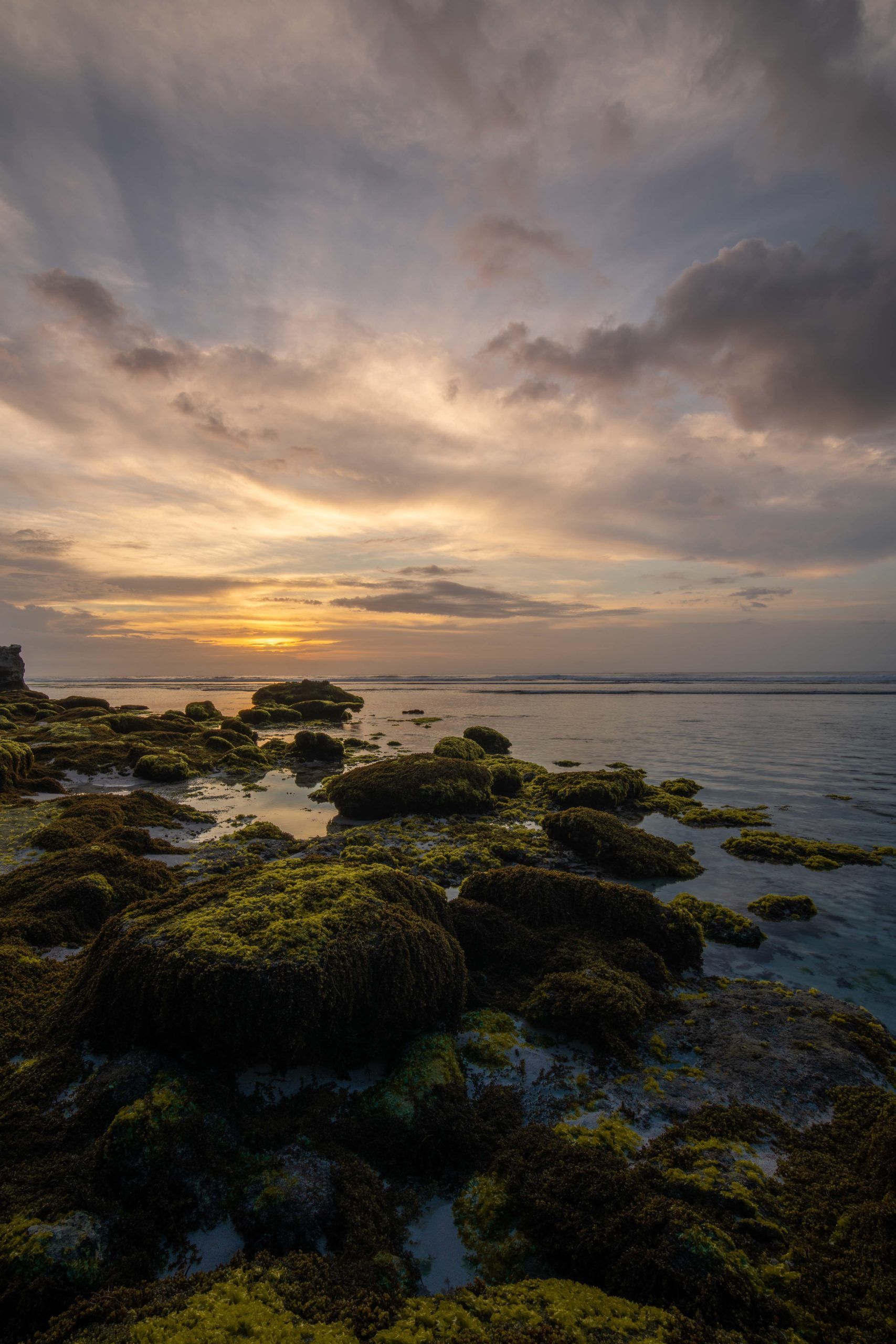 Küste, Felsen, Sonnenuntergang, Meer, Wolken, Hintergrundbild für iPad und Tablet