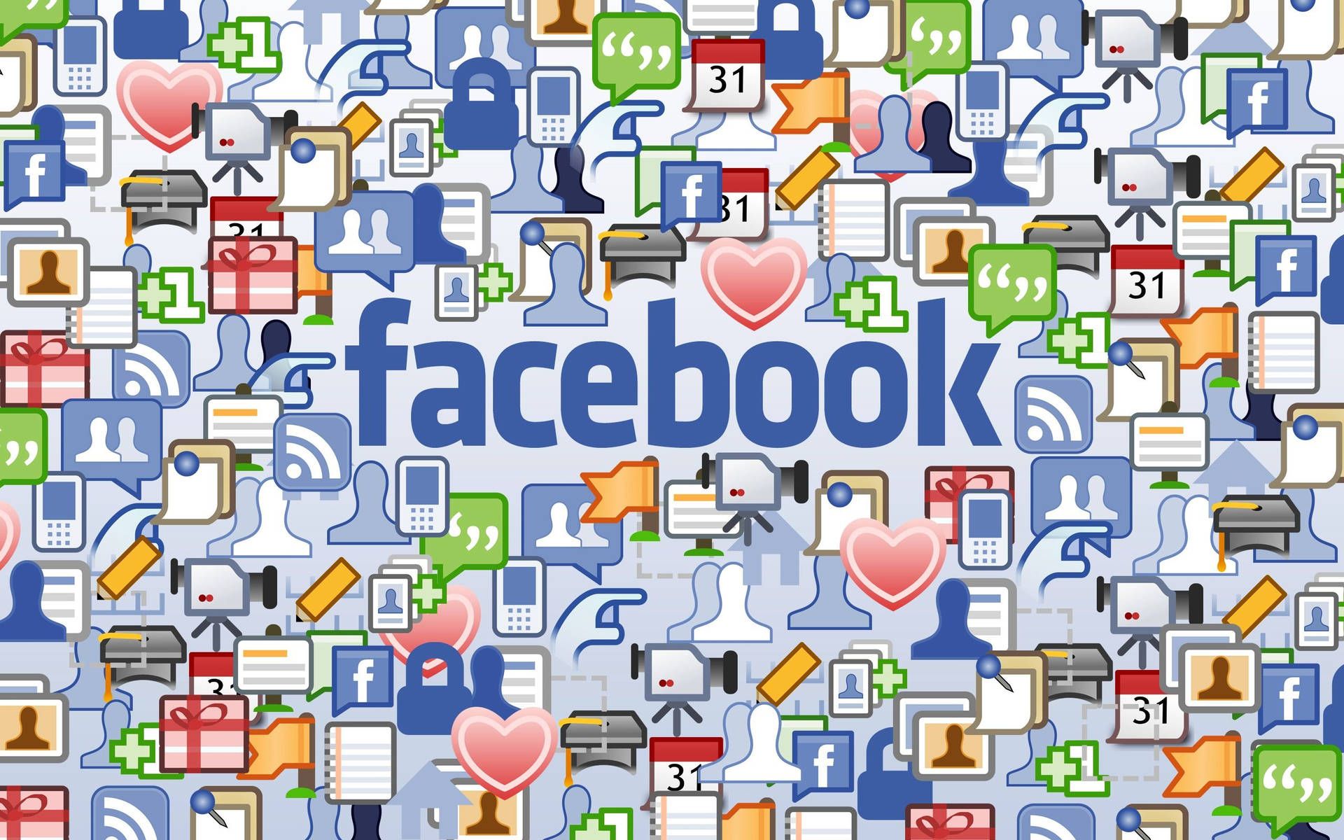 Facebook, Logo, Icons, Collage, Soziale Medien, Full HD, Desktop-Hintergrund für Windows