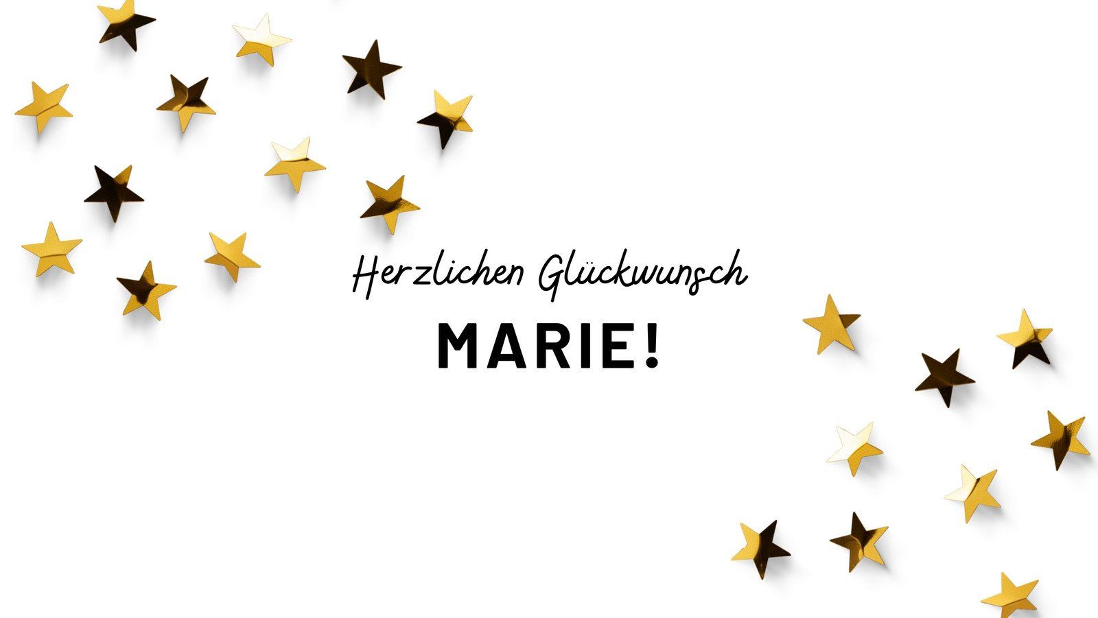 Herzlichen Glückwunsch Marie, Glückwunsch, Goldene Sterne, Weiß, Geburtstag, HD-Desktop-Hintergrund
