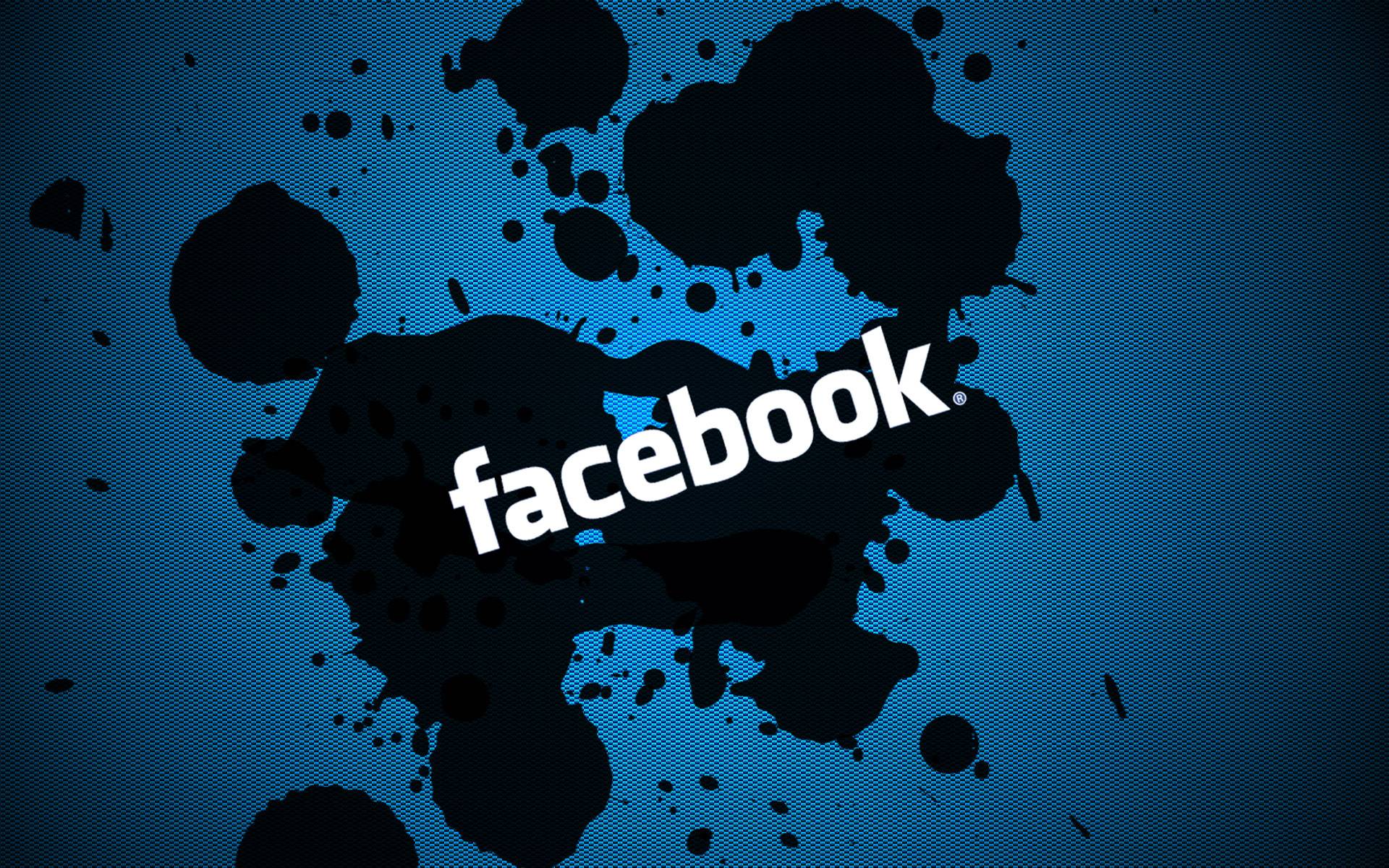 Facebook, Logo, Farbkleckse, Blau-Schwarz, Grunge, 16:10, Full-HD-Hintergrundbild für den Desktop