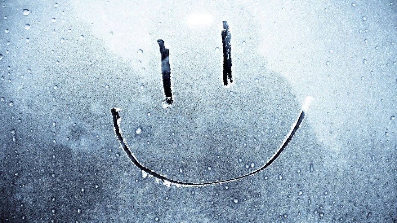 Smiley, Beschlagenes Fenster, Regentropfen, Glas, Lächeln, HD, Windows-Hintergrundbild