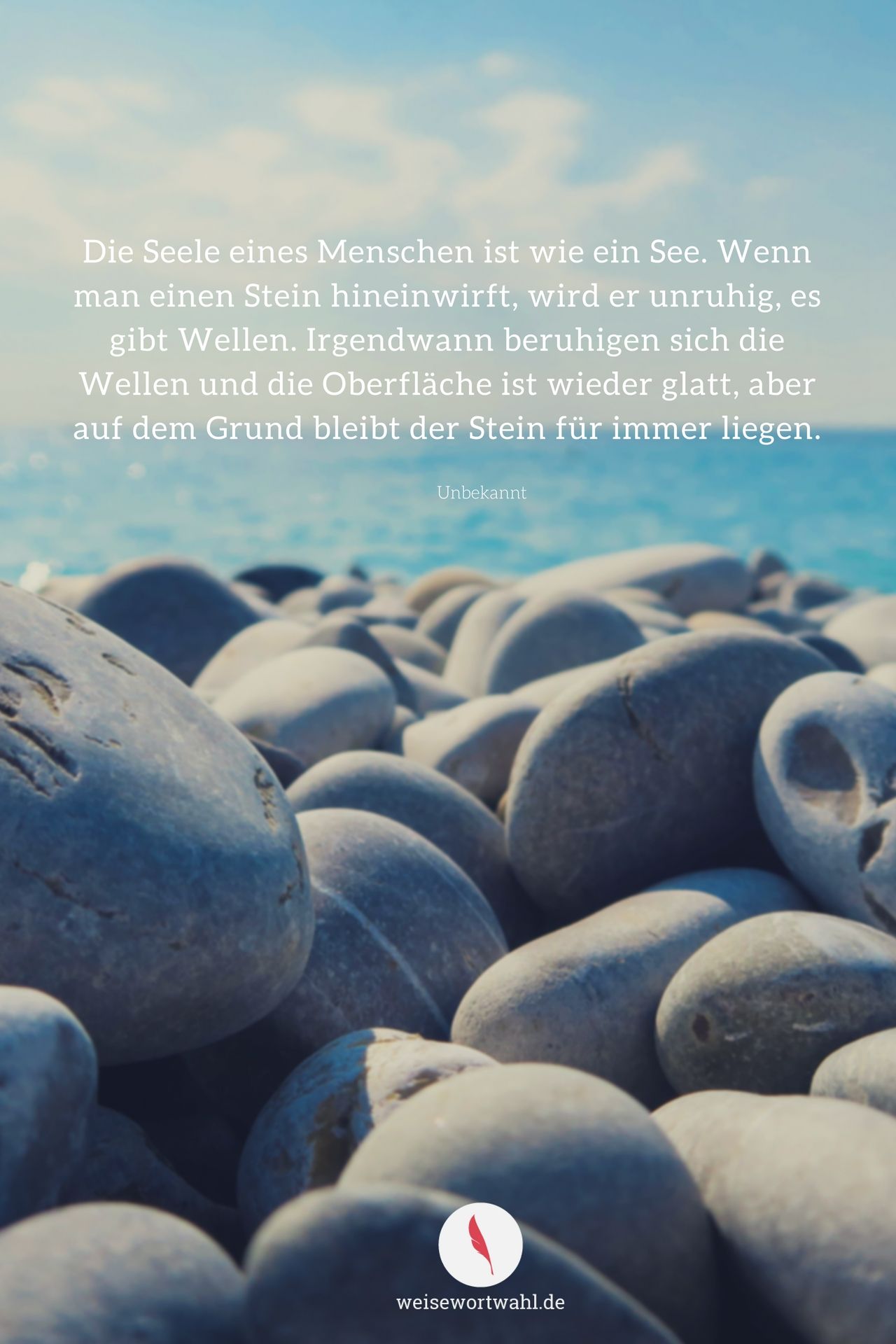 Zitat, Kieselsteine, Steinstrand, Meer, Hochformat, Full HD, Hintergrundbild fürs Handy