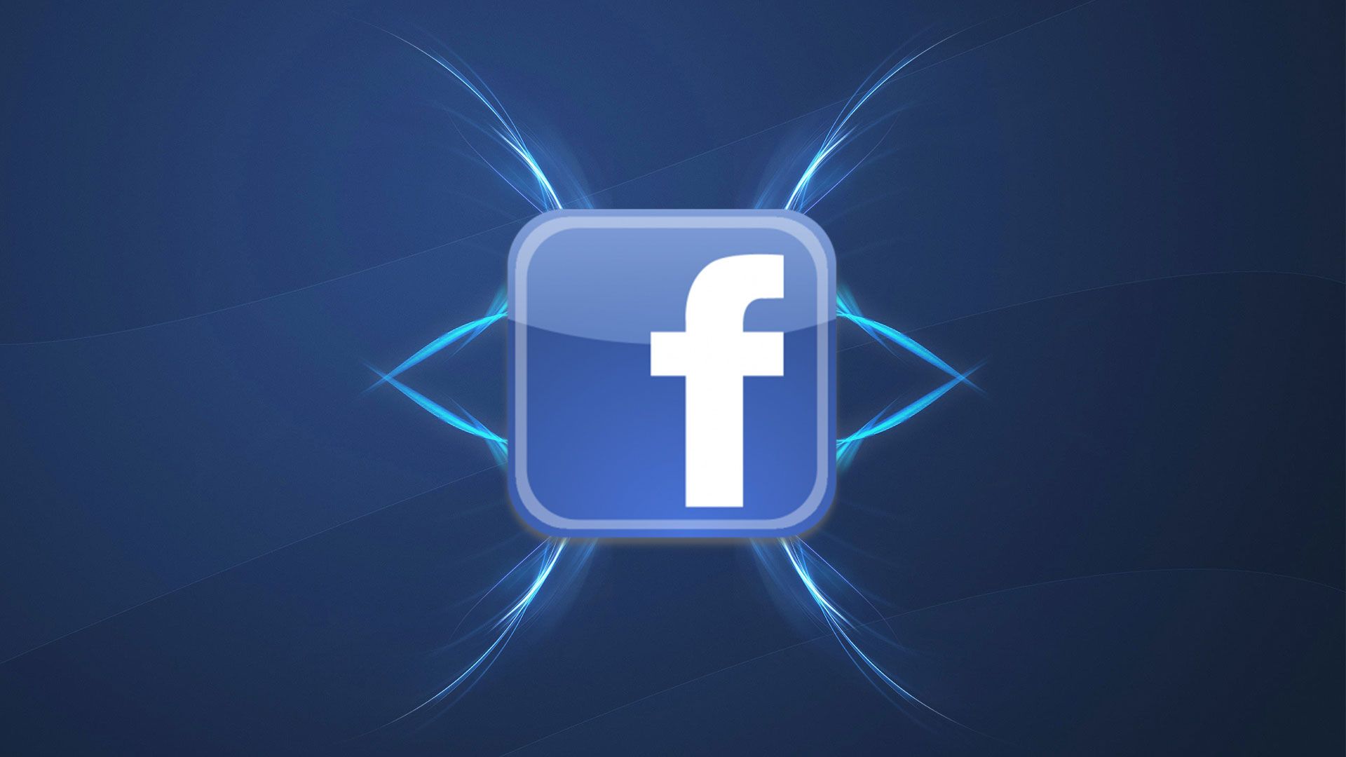 Facebook, F-Logo, App-Symbol, Lichtstrahlen, Dunkelblau, 1920x1080, Desktop-Hintergrund