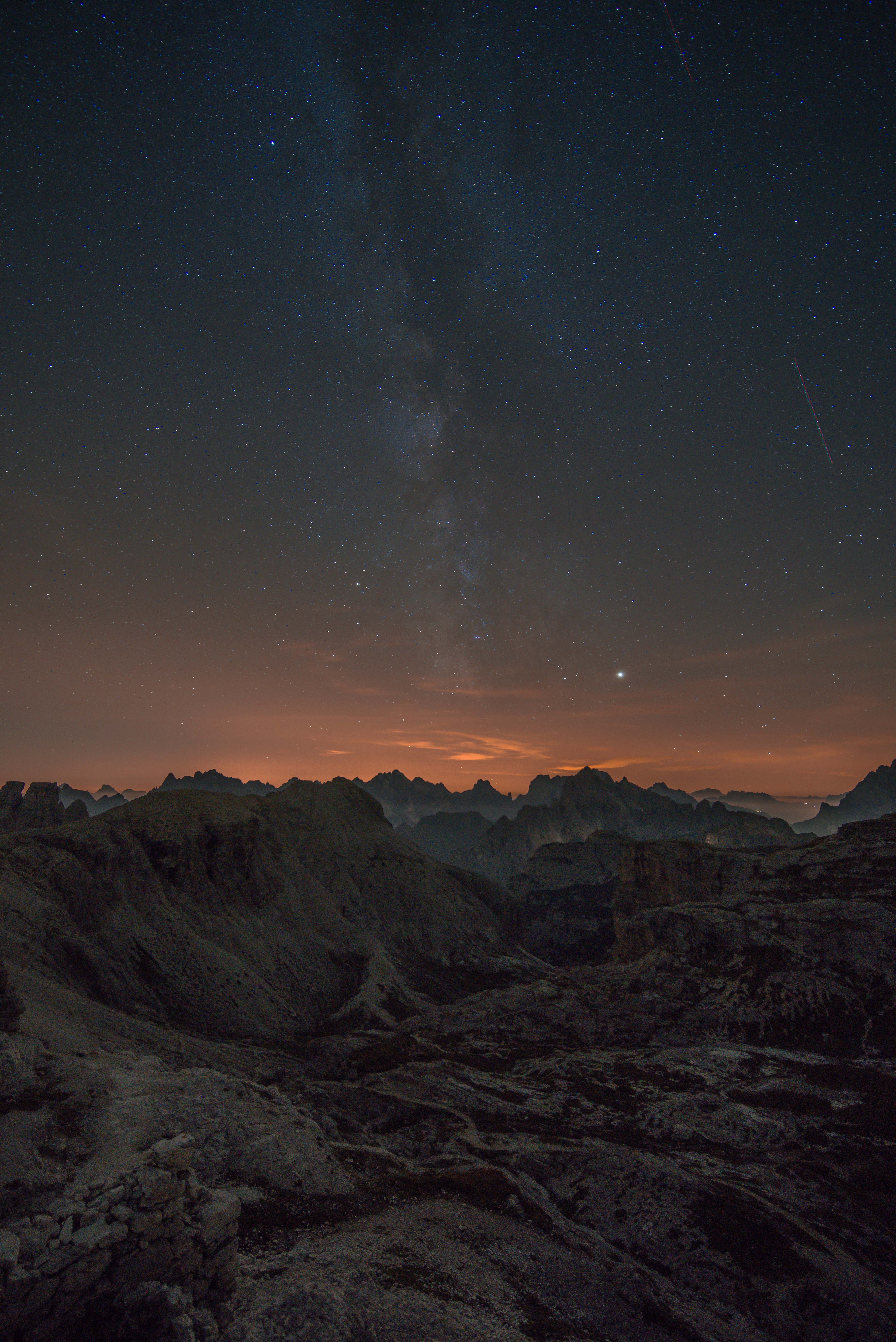 Sternenhimmel, Milchstraße, Berge, Nacht, QHD+, Hintergrundbild fürs Tablet