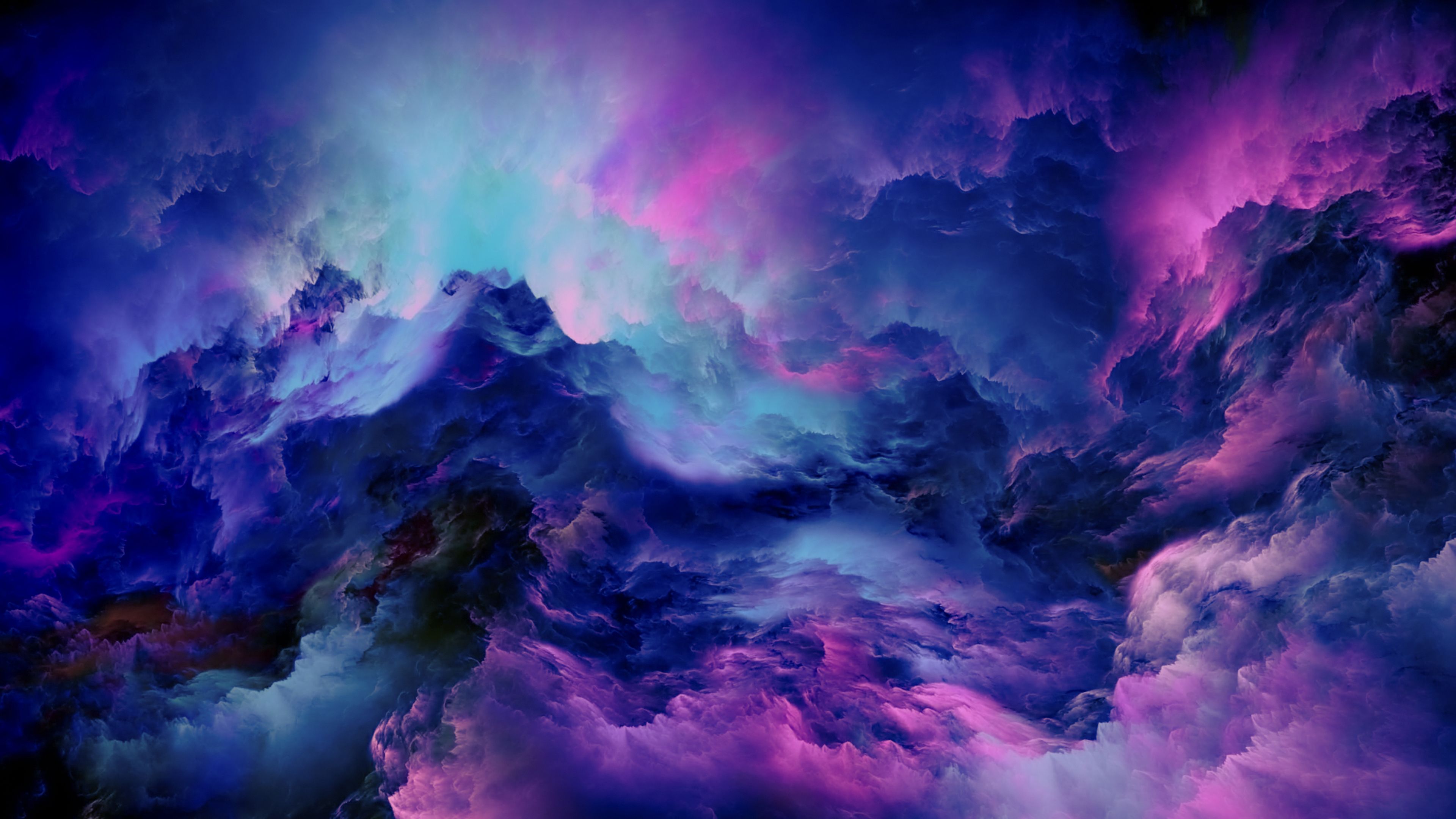 Nebel, Bunte Wolken, Abstrakt, Lila, Blau, 4K, Hintergrundbild für den PC
