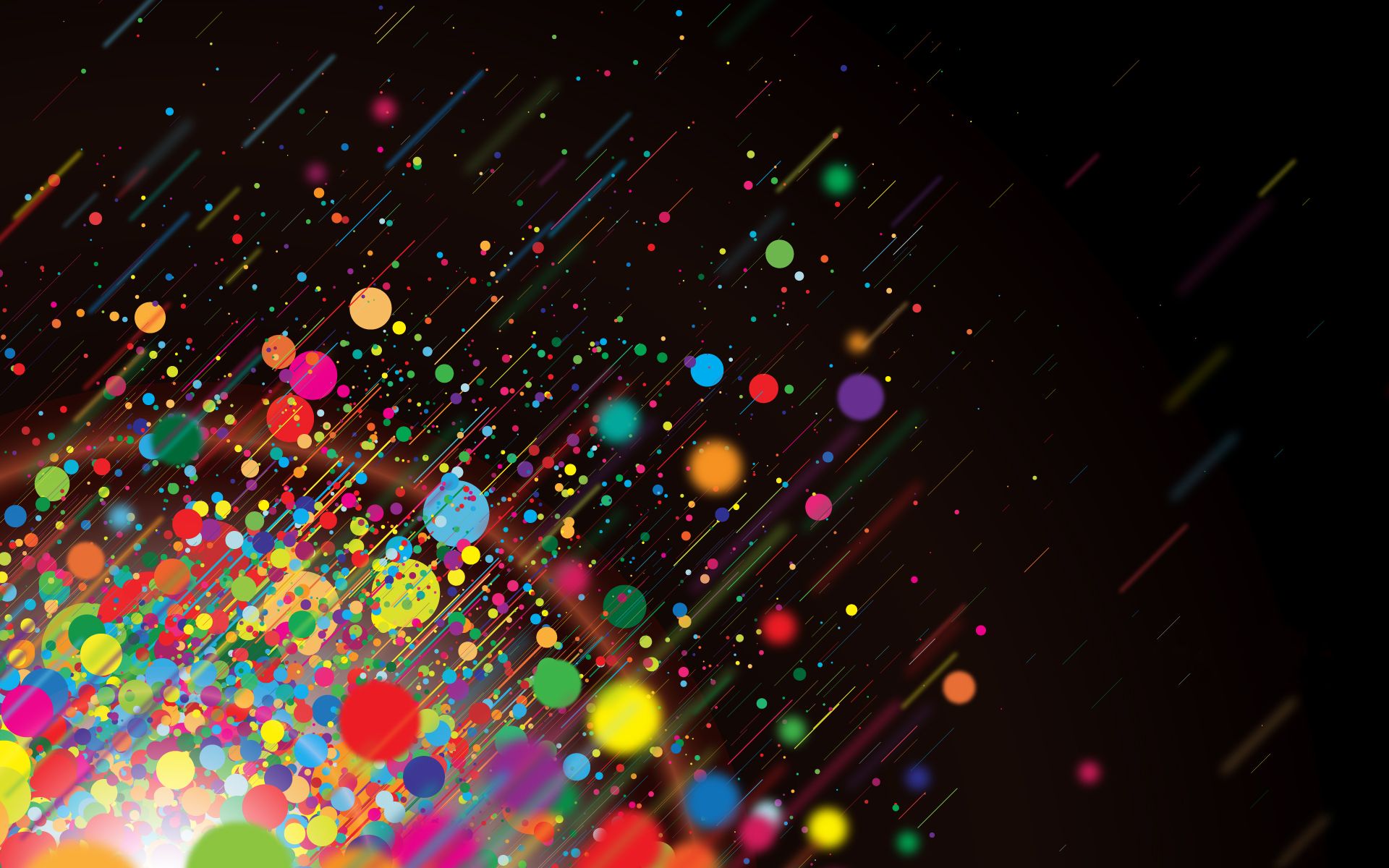 Bunte Punkte, Konfetti, Schwarzer Hintergrund, Partikel, Abstrakt, Full HD Wallpaper