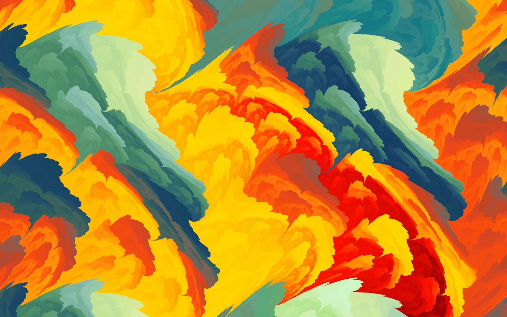 Stilisierte Wolken, Orange-Gelb, Illustration, Muster, Feuerfarben, Full HD, Desktop-Hintergrund