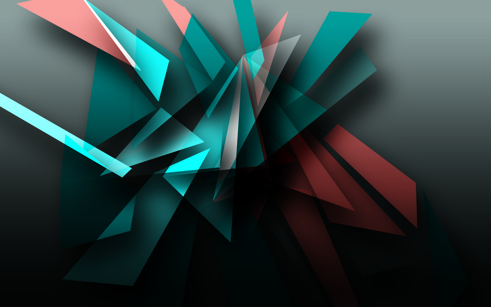 Geometrische Splitter, Polygone, Türkis, Abstrakt, 3D, 16:10, Full-HD-Hintergrundbild für den Desktop