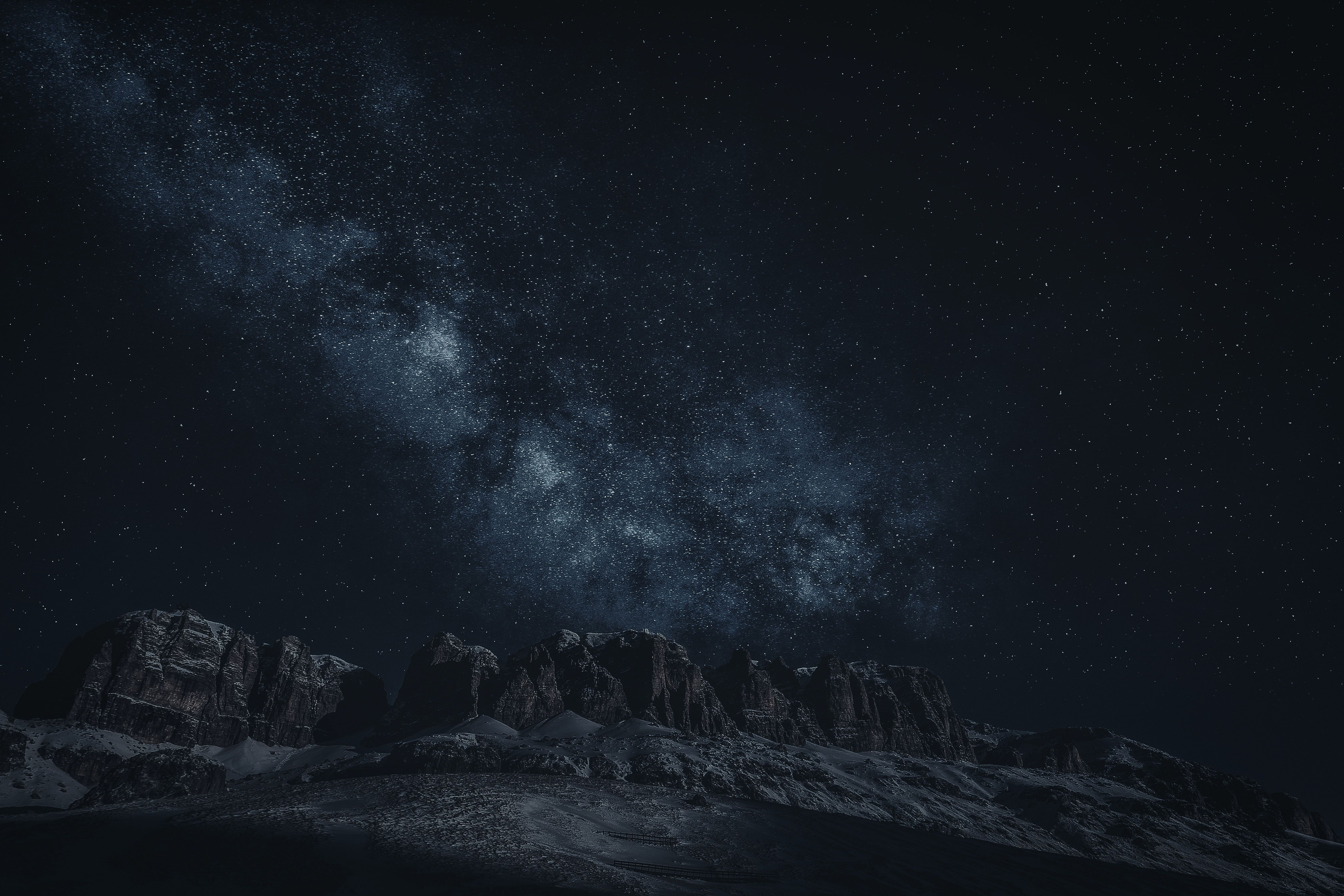 Sternenhimmel, Milchstraße, Felsen, Nacht, Dunkel, 5K, Hintergrundbild für den PC