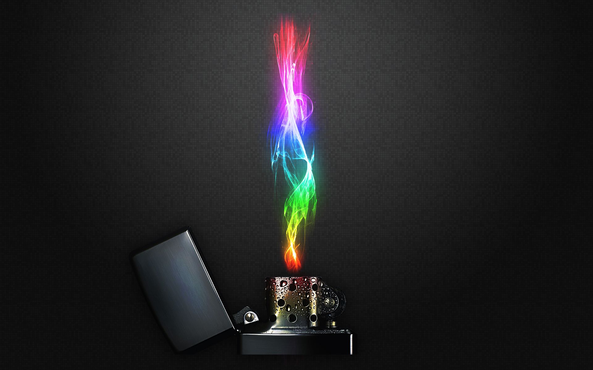 Zippo, Feuerzeug, Regenbogenflamme, Dunkler Hintergrund, Kontrast, Full HD Wallpaper