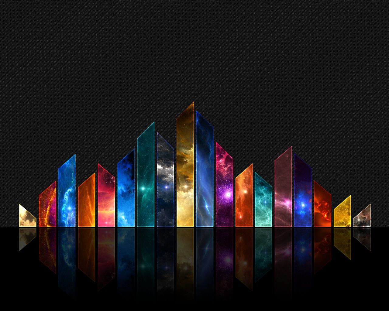 Glasprismen, Kristalle, Spiegelung, Bunt, Schwarzer Hintergrund, HD Wallpaper