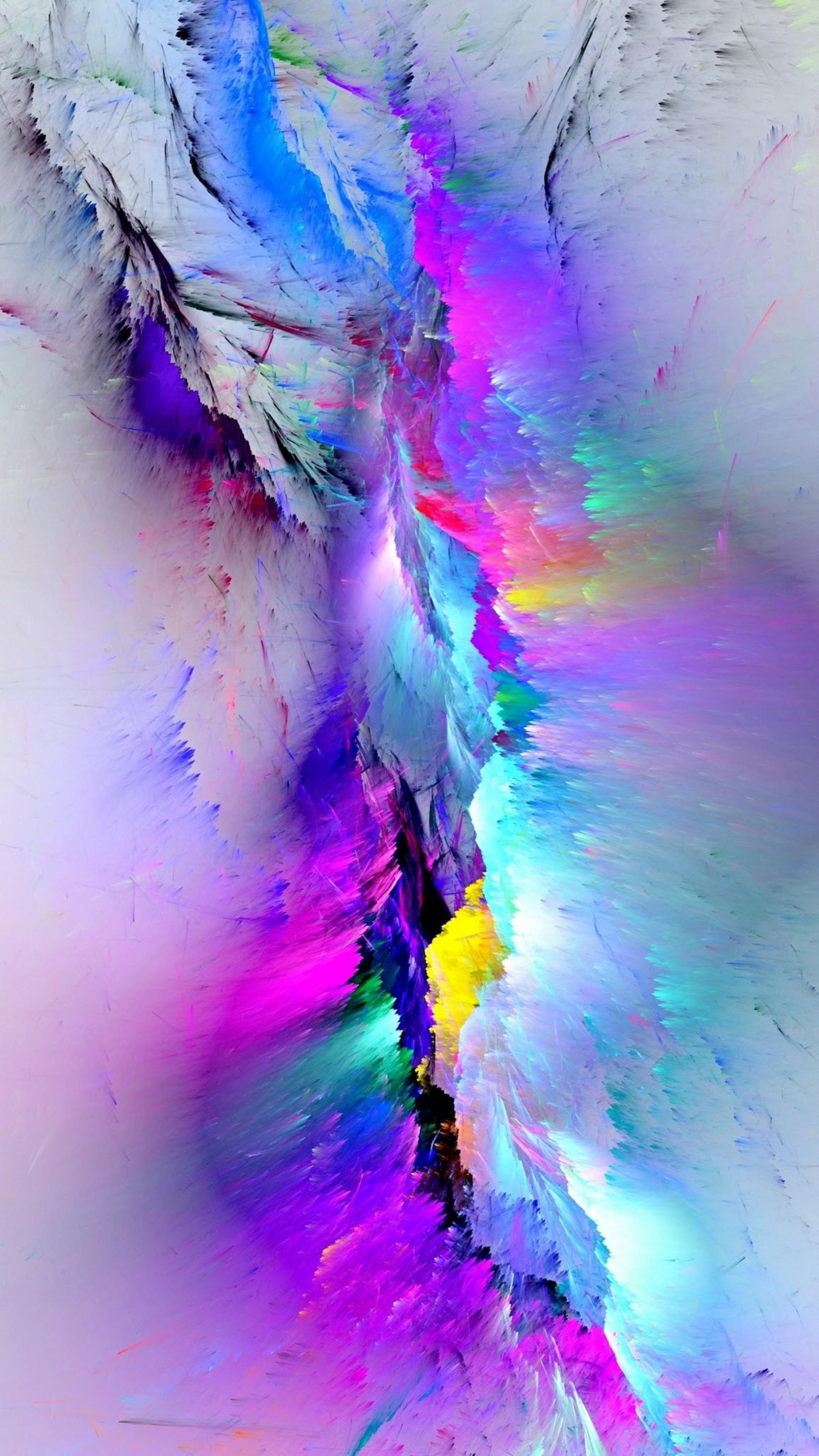Farbexplosion, Abstrakt, Lila-Blau, Neonfarben, Hochformat, Hintergrundbild fürs Handy