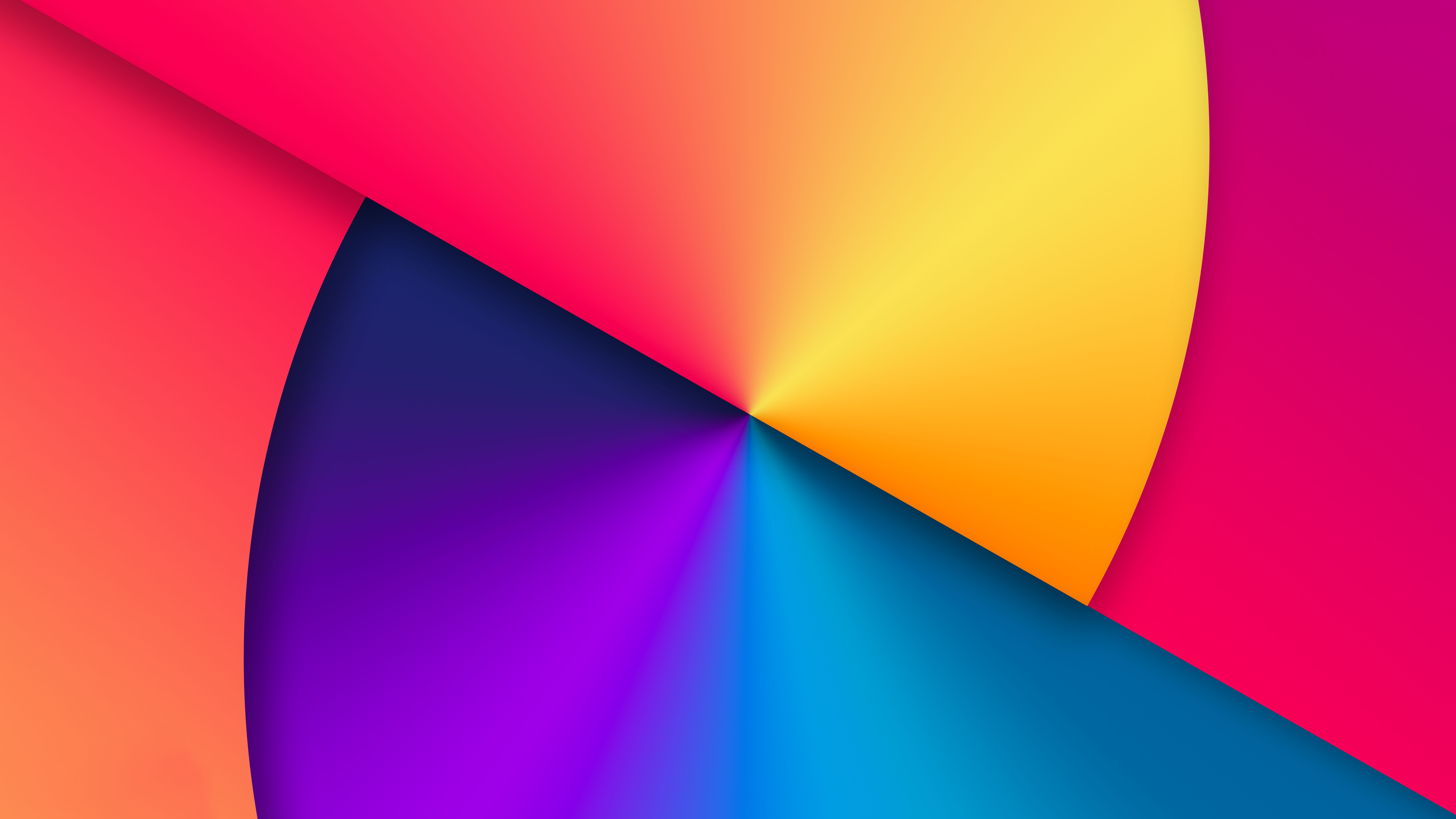 Farbkreis, Farbverlauf, Rot-Gelb-Blau, Geometrisch, Kräftige Farben, 7680x4320, PC-Hintergrundbild