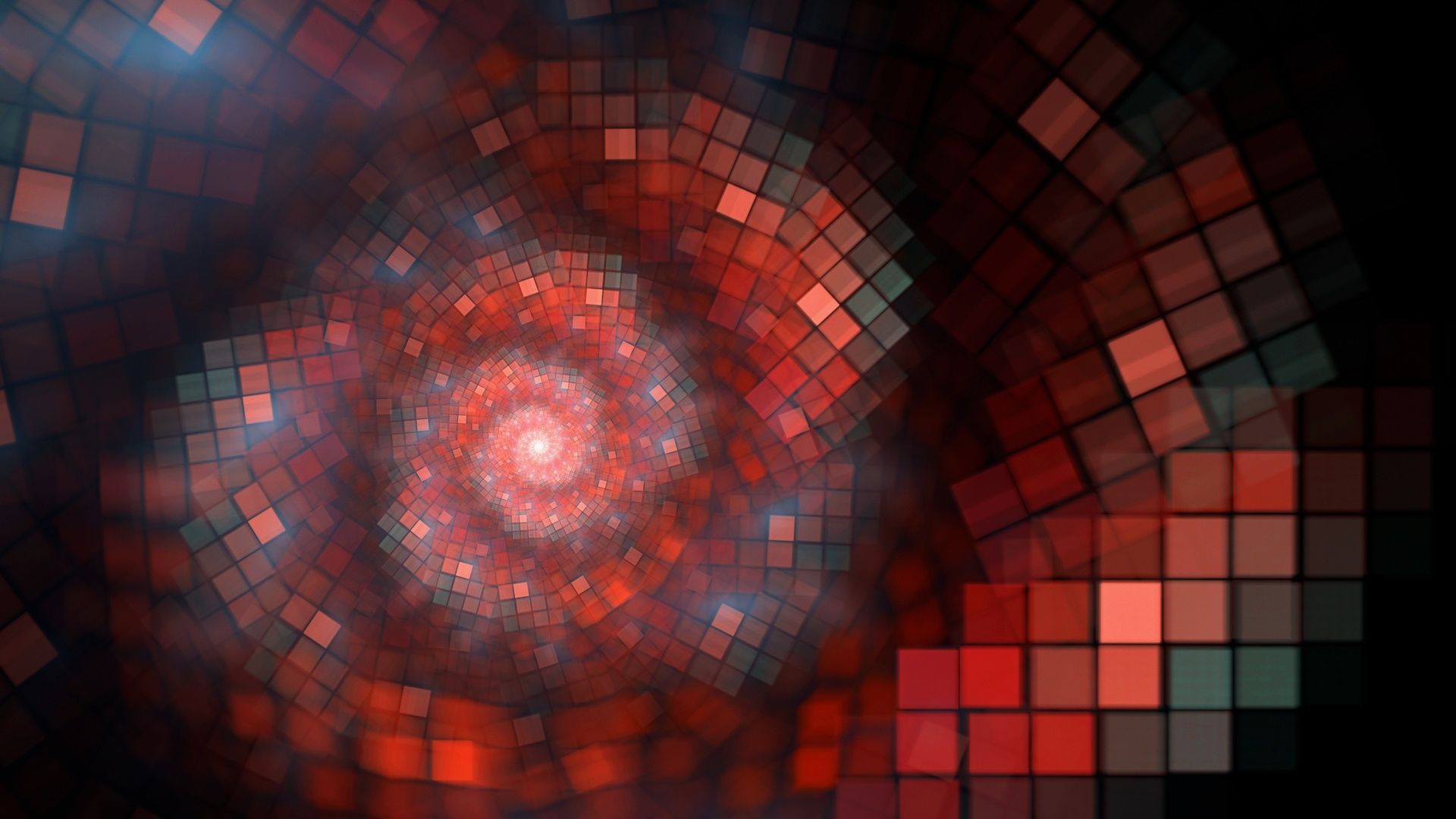 Mosaikspirale, Quadrate, Rot, Wirbel, Abstrakt, 1920x1080, Full-HD-Hintergrundbild für PC