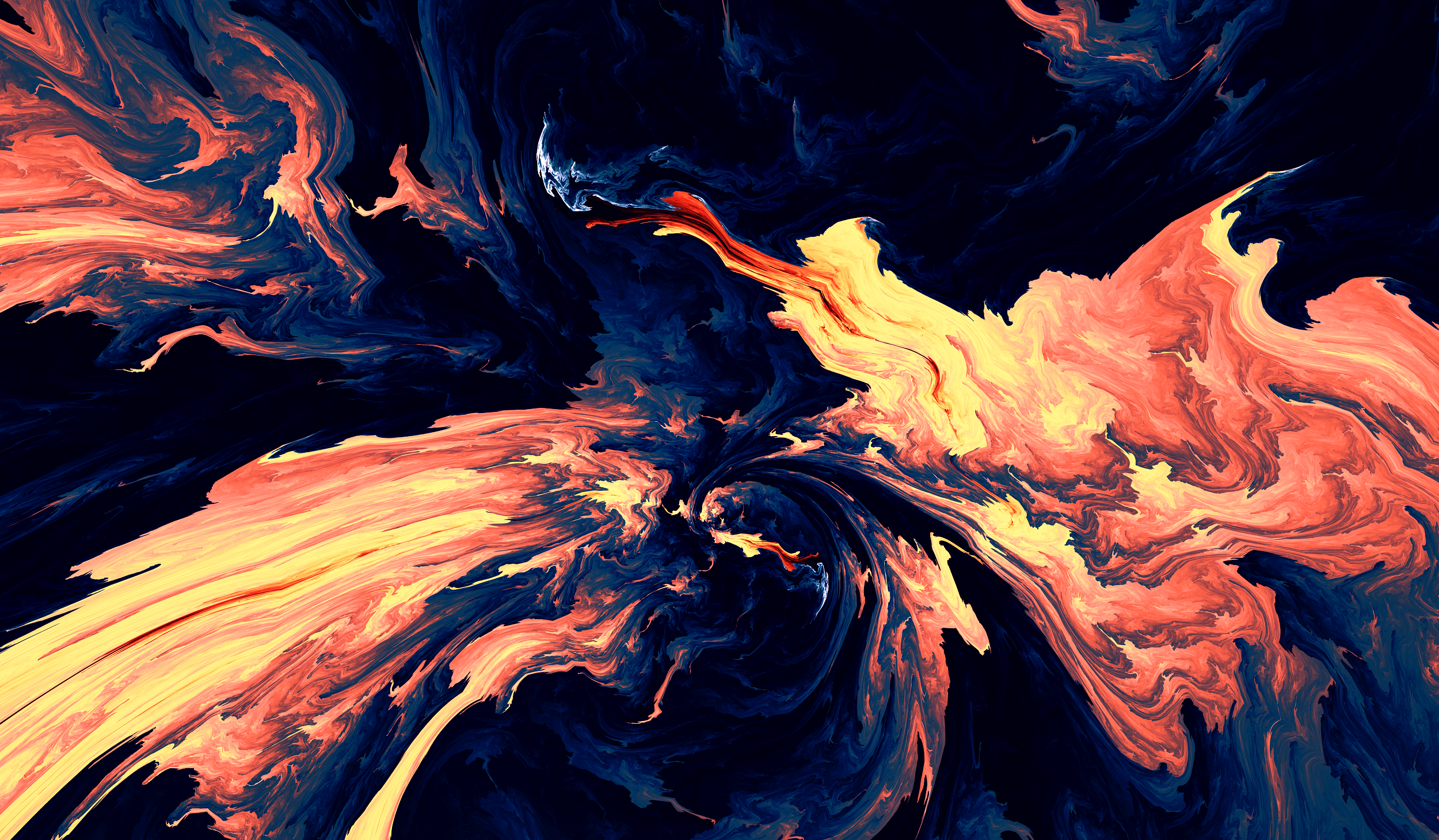 Flüssige Farben, Marmoreffekt, Orange-Blau, Abstrakt, Wirbel, Full HD, Laptop-Hintergrundbild