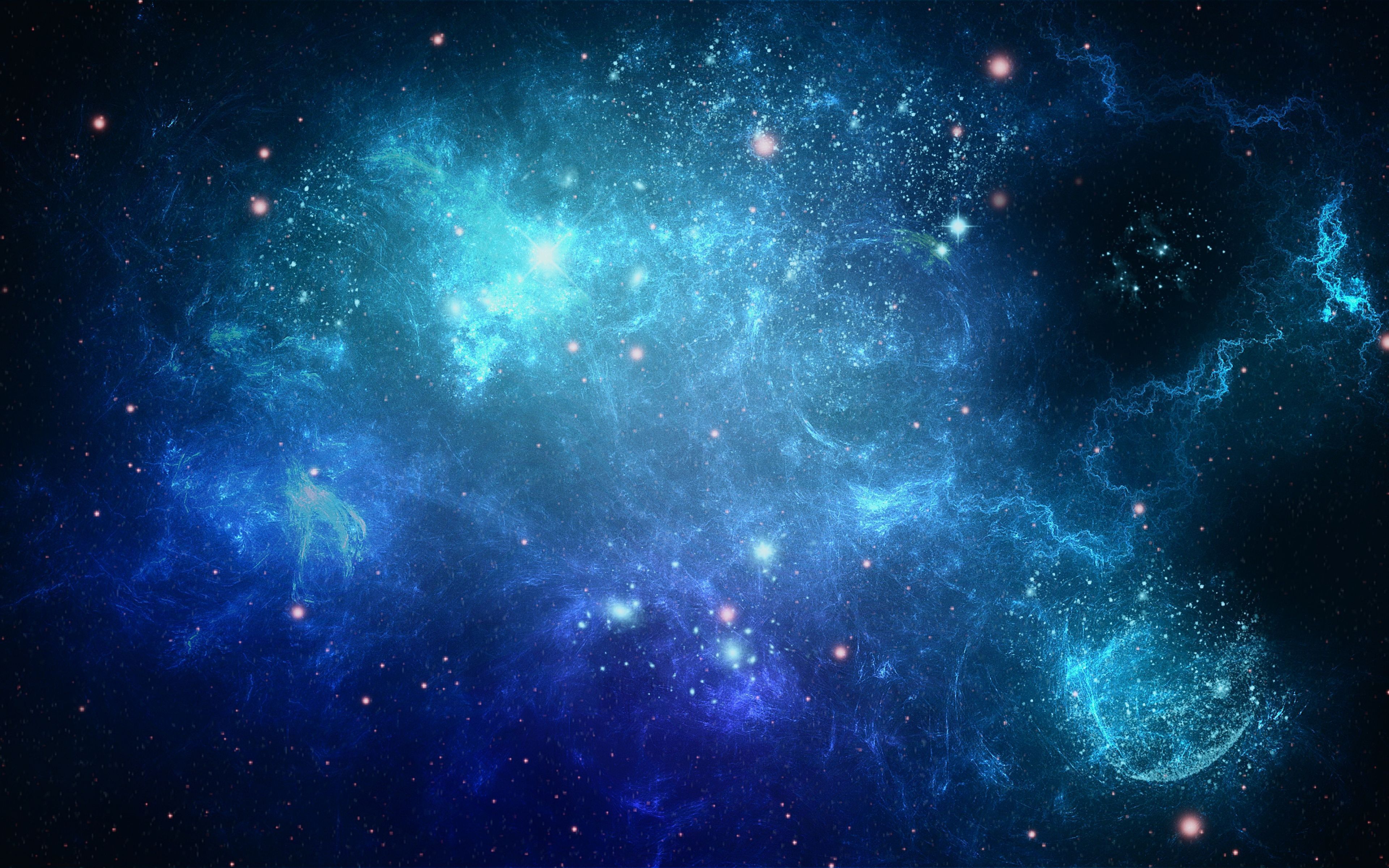 Weltraum, Nebel, Sterne, Blau, 16:10, 4K-Hintergrundbild für den Desktop