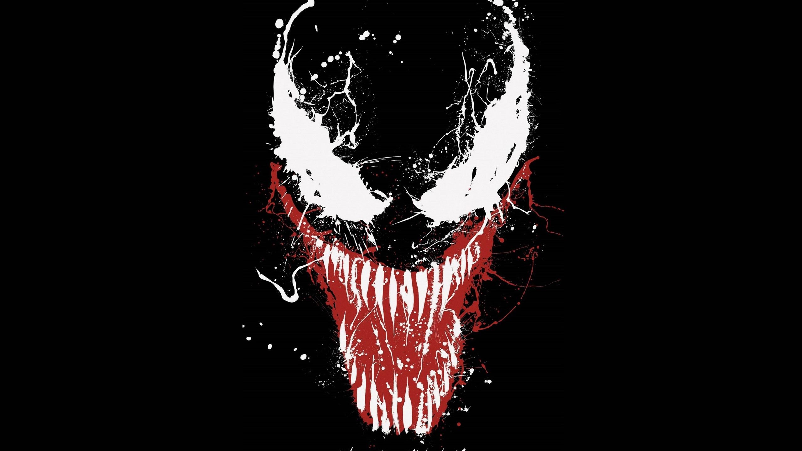 Venom, Marvel, Symbiont, Schwarz-Weiß-Rot, Grafik, 2K, Desktop-Hintergrund für Windows