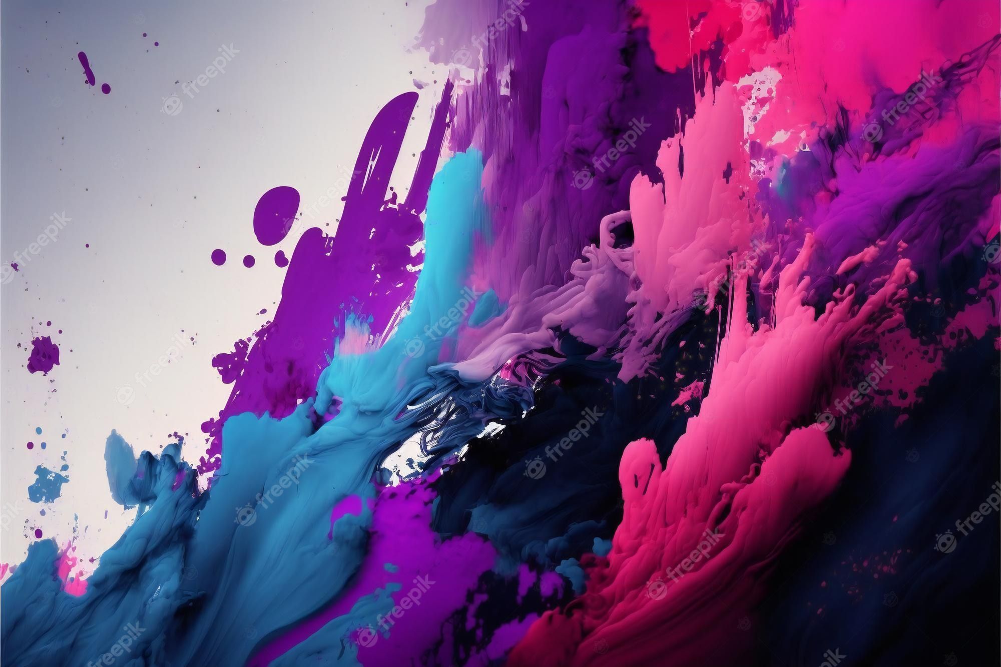 Farbspritzer, Pinselstriche, Lila, Pink, Blau, Abstrakt, Full HD, Desktop-Hintergrund