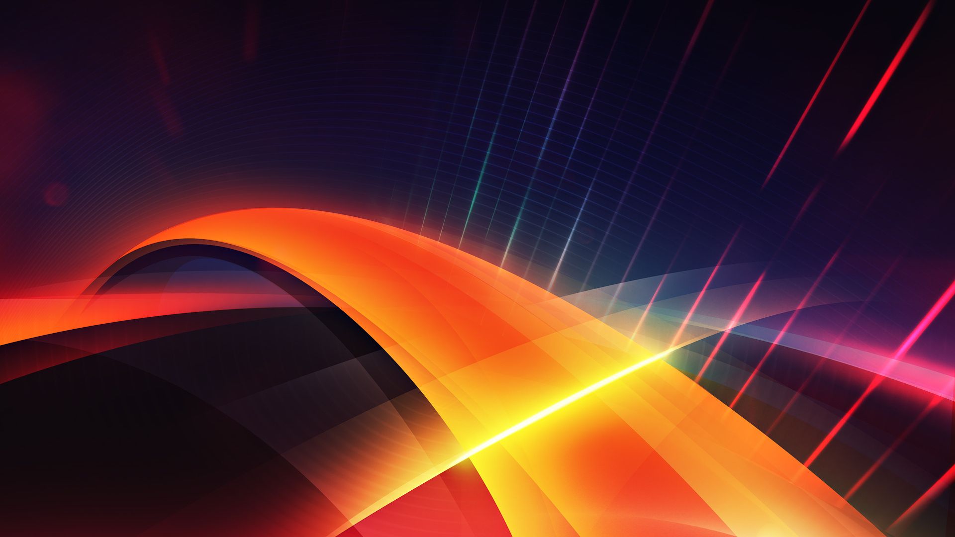 Lichtbogen, Orange, Rot, Abstrakt, Lichtstrahlen, 1920x1080, Full-HD-Hintergrundbild für PC