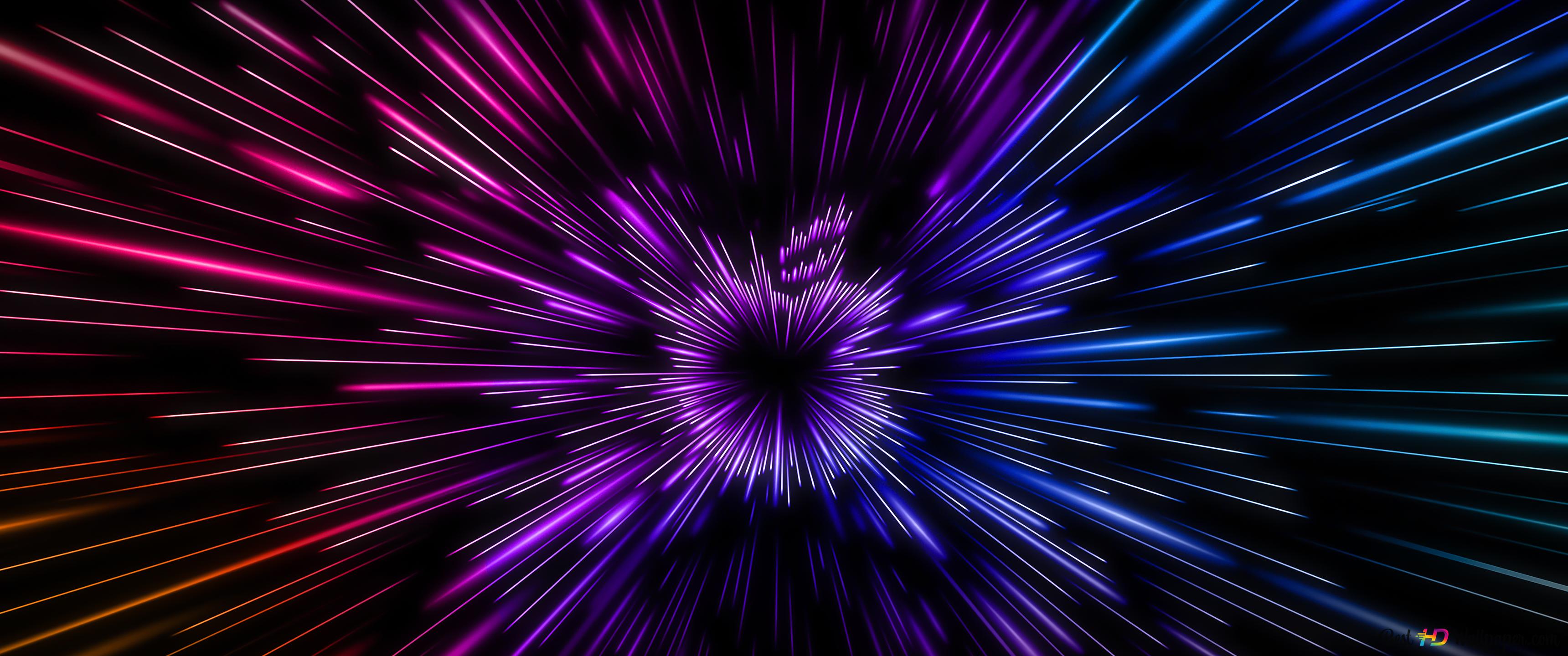Warp-Geschwindigkeit, Lichtstrahlen, Lila, Pink, Weltraum, 2K, Laptop-Hintergrundbild