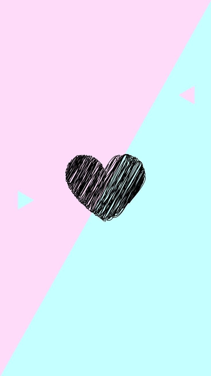 Herz, Pastell, Rosa, Hellblau, Minimalismus, HD, Hintergrundbild fürs Handy