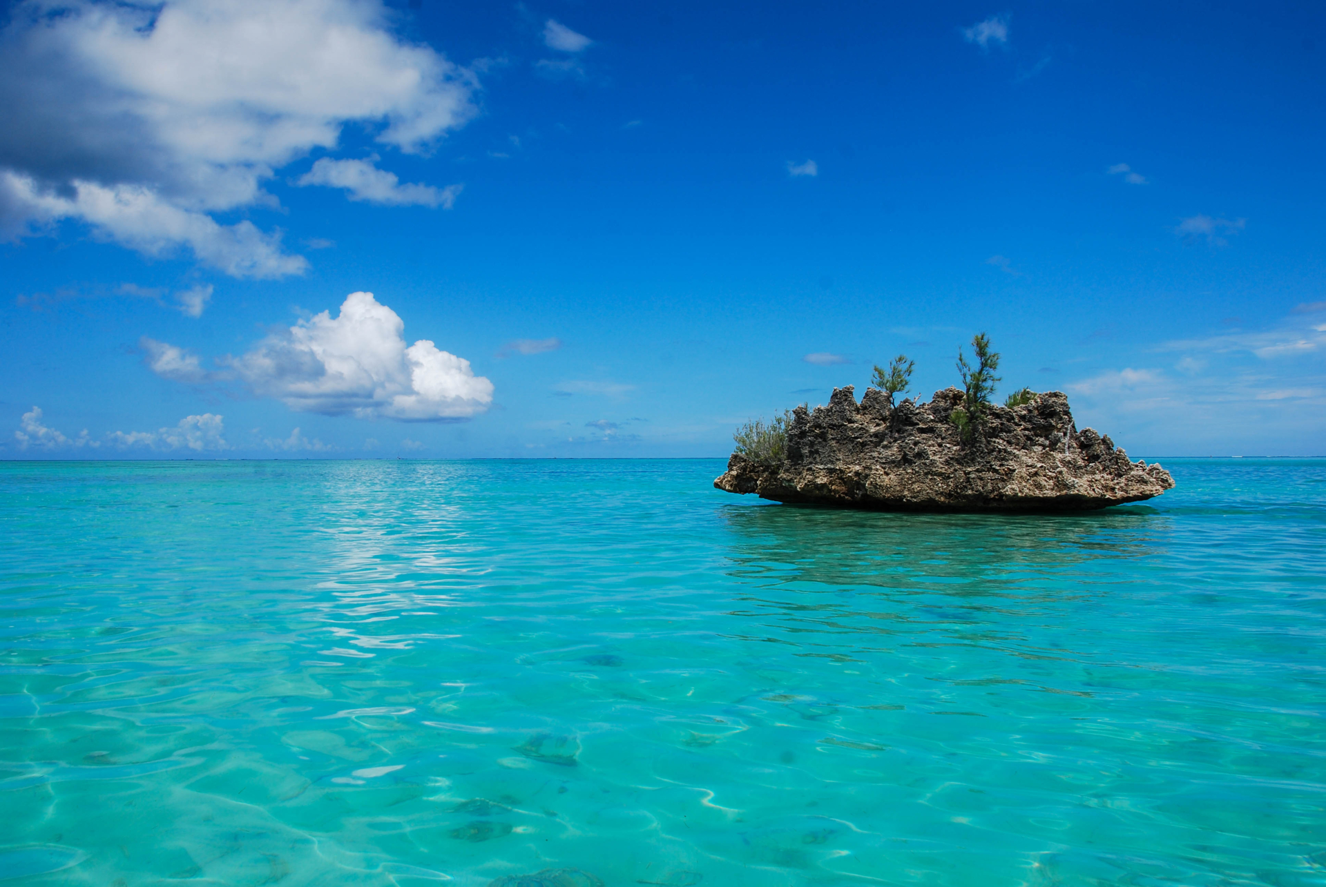 Insel, Meer, Türkisfarbenes Wasser, Tropen, Blauer Himmel, Full HD, Desktop-Hintergrund